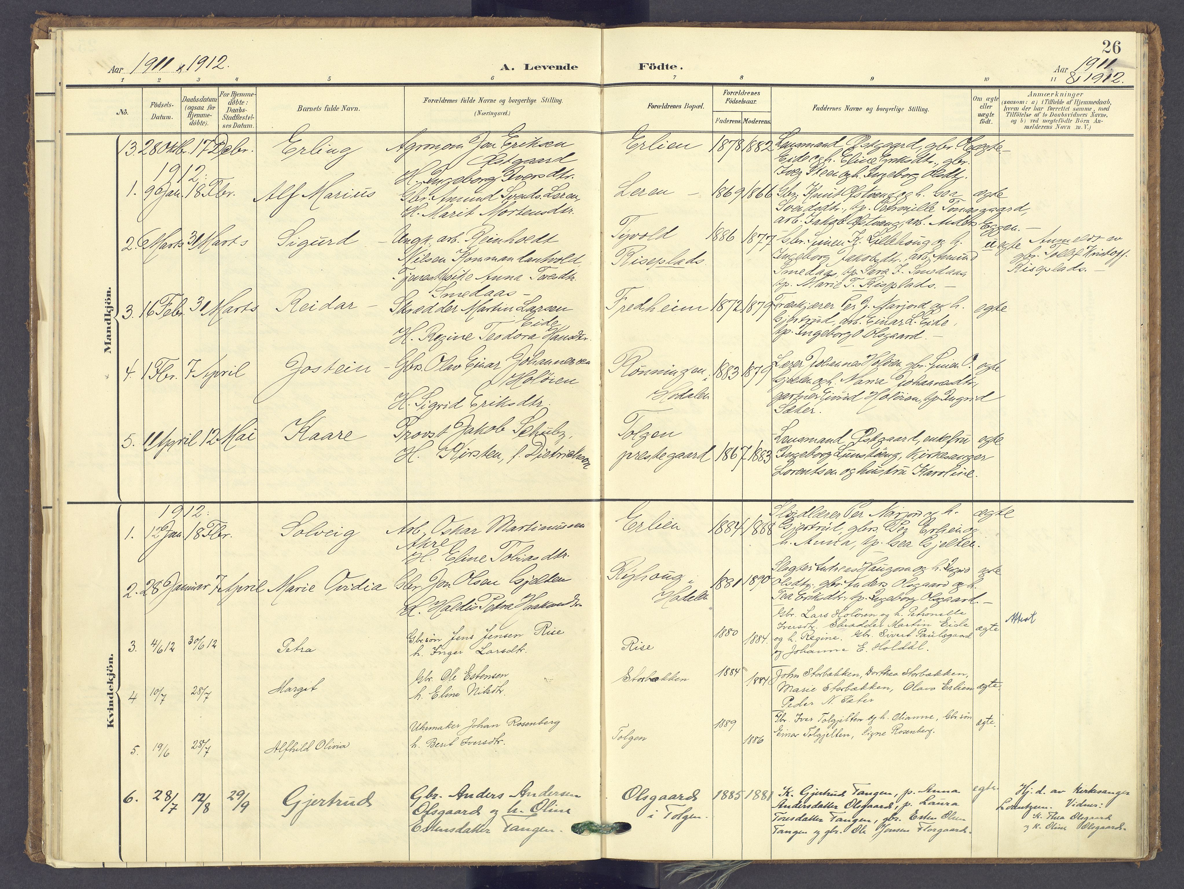 Tolga prestekontor, AV/SAH-PREST-062/K/L0014: Parish register (official) no. 14, 1903-1929, p. 26