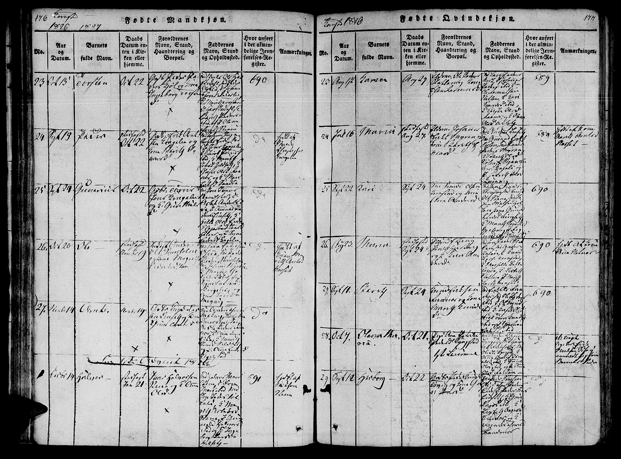 Ministerialprotokoller, klokkerbøker og fødselsregistre - Møre og Romsdal, SAT/A-1454/568/L0800: Parish register (official) no. 568A09 /3, 1820-1830, p. 176-177