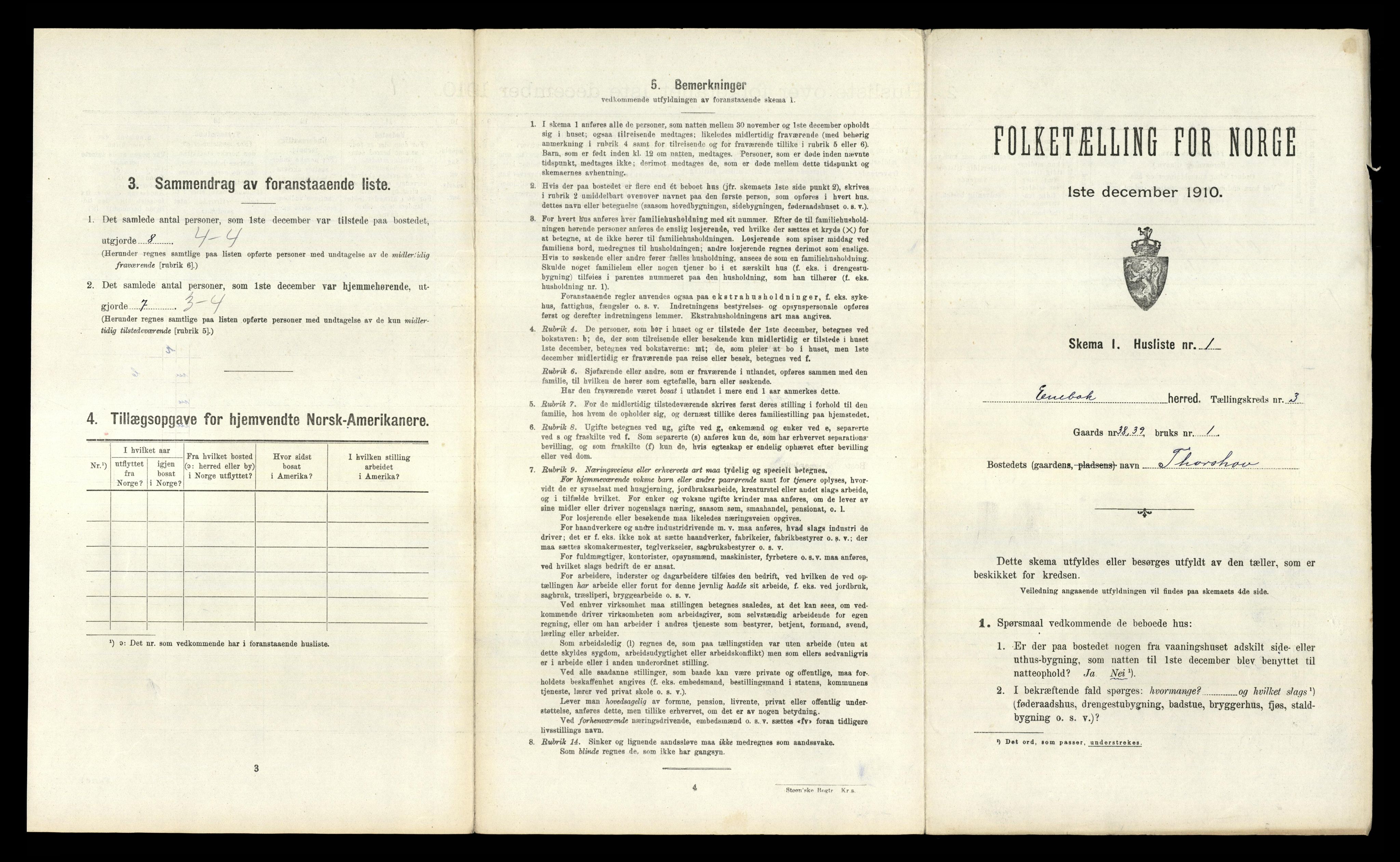 RA, 1910 census for Enebakk, 1910, p. 379