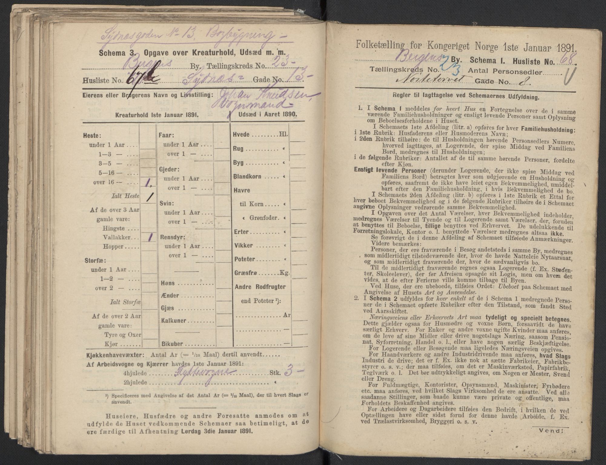 RA, 1891 Census for 1301 Bergen, 1891, p. 3775