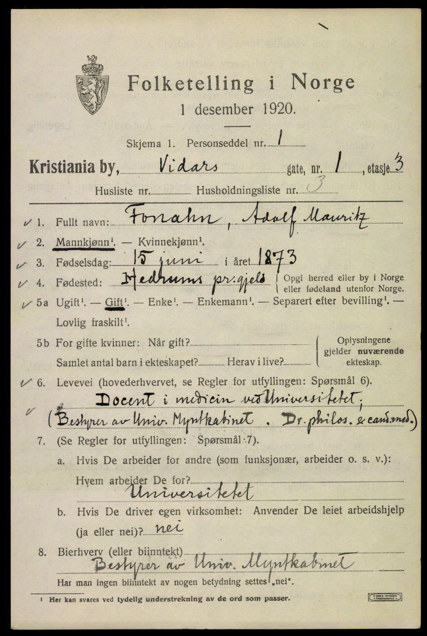 SAO, 1920 census for Kristiania, 1920, p. 636247