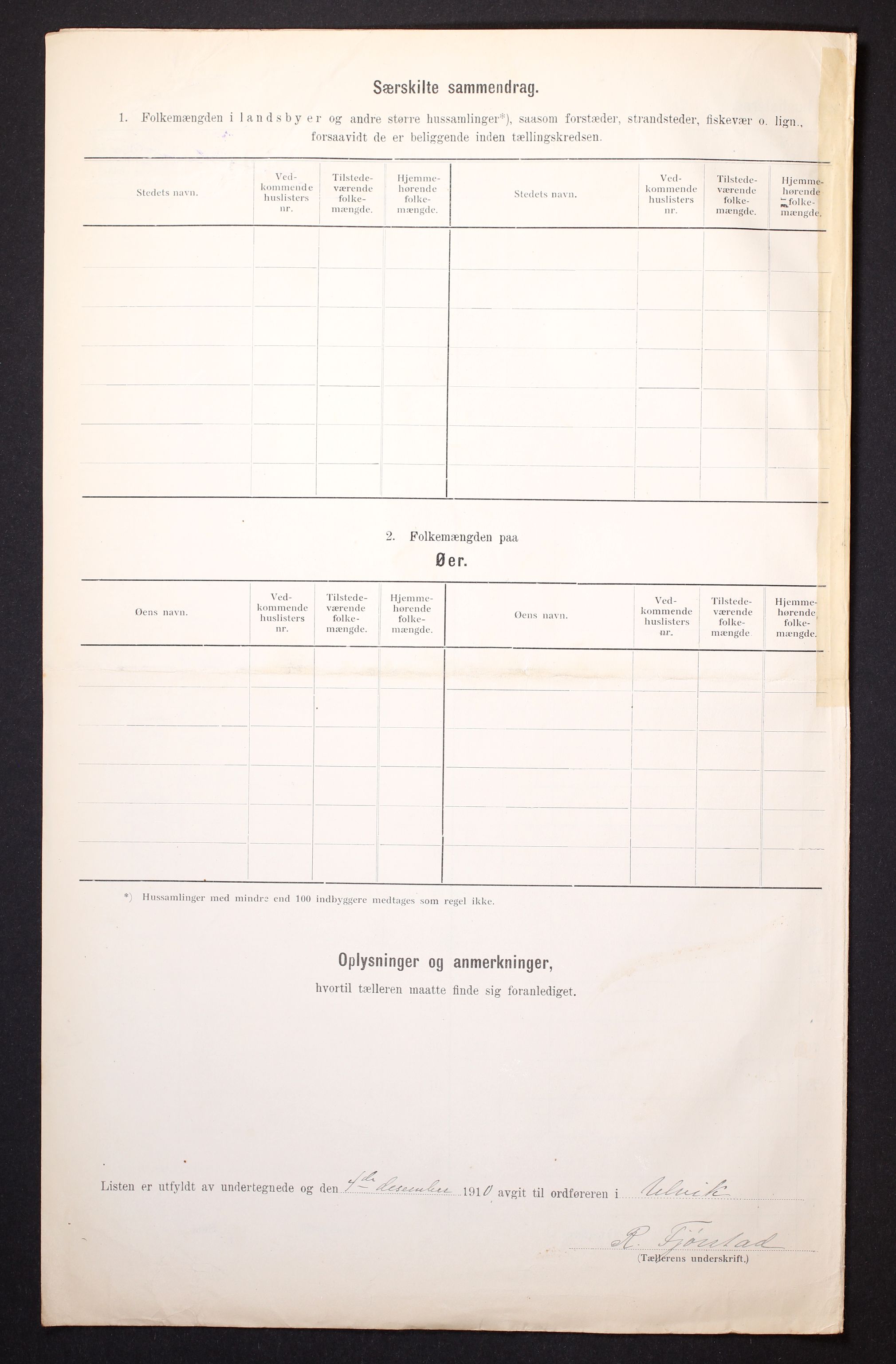 RA, 1910 census for Ulvik, 1910, p. 9