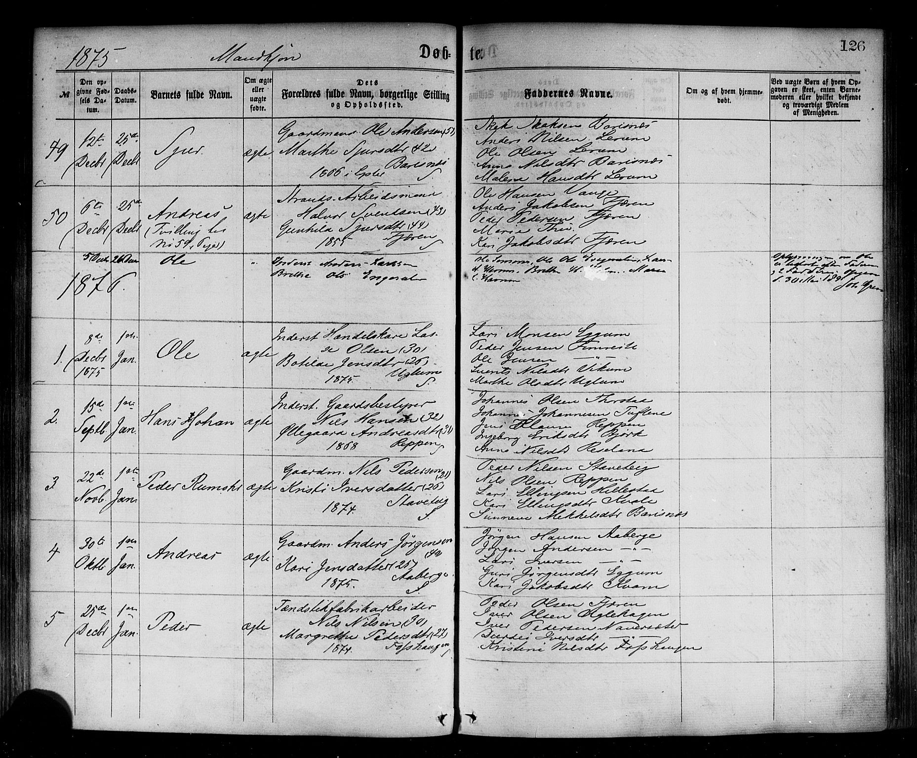 Sogndal sokneprestembete, SAB/A-81301/H/Haa/Haaa/L0014: Parish register (official) no. A 14, 1864-1877, p. 126