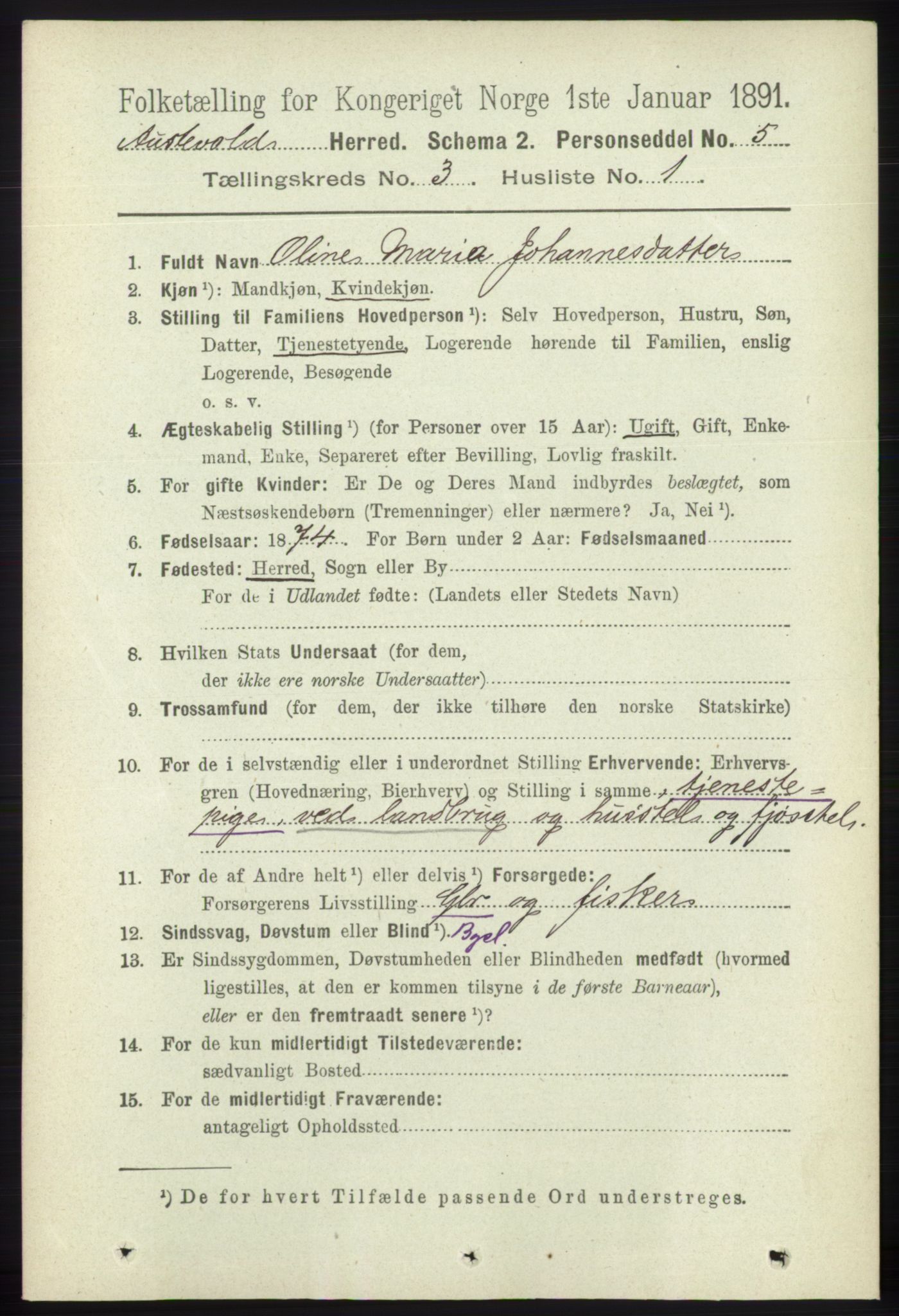 RA, 1891 census for 1244 Austevoll, 1891, p. 957