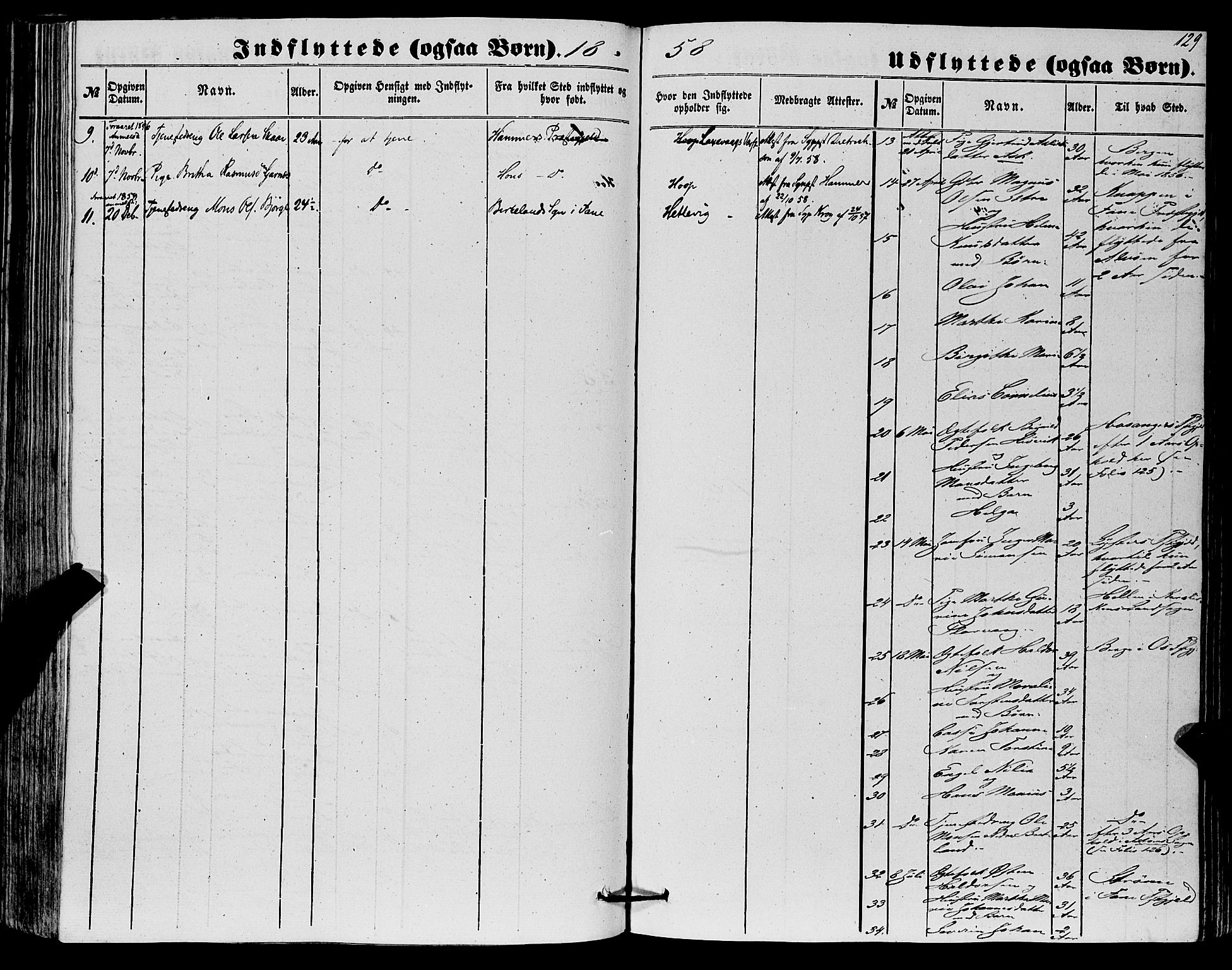 Askøy Sokneprestembete, SAB/A-74101/H/Ha/Haa/Haaa/L0012: Parish register (official) no. A 12, 1855-1877, p. 129