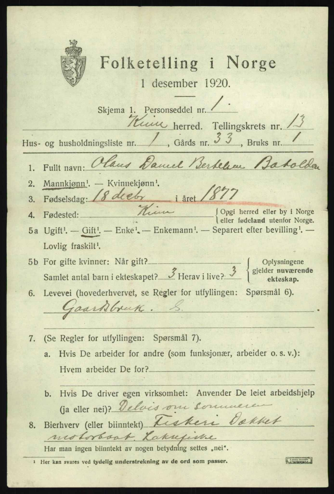 SAB, 1920 census for Kinn, 1920, p. 4673