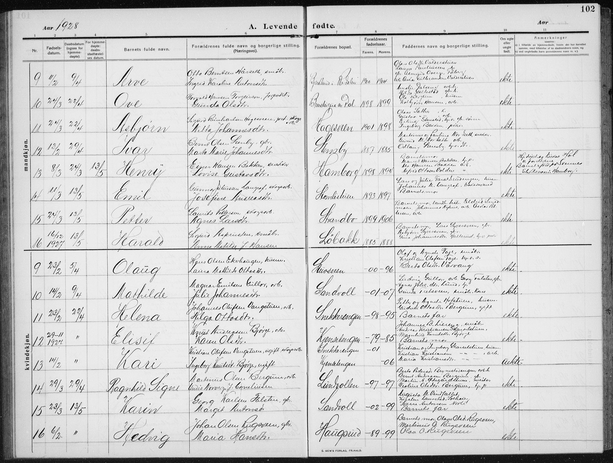 Biri prestekontor, SAH/PREST-096/H/Ha/Hab/L0006: Parish register (copy) no. 6, 1909-1938, p. 102