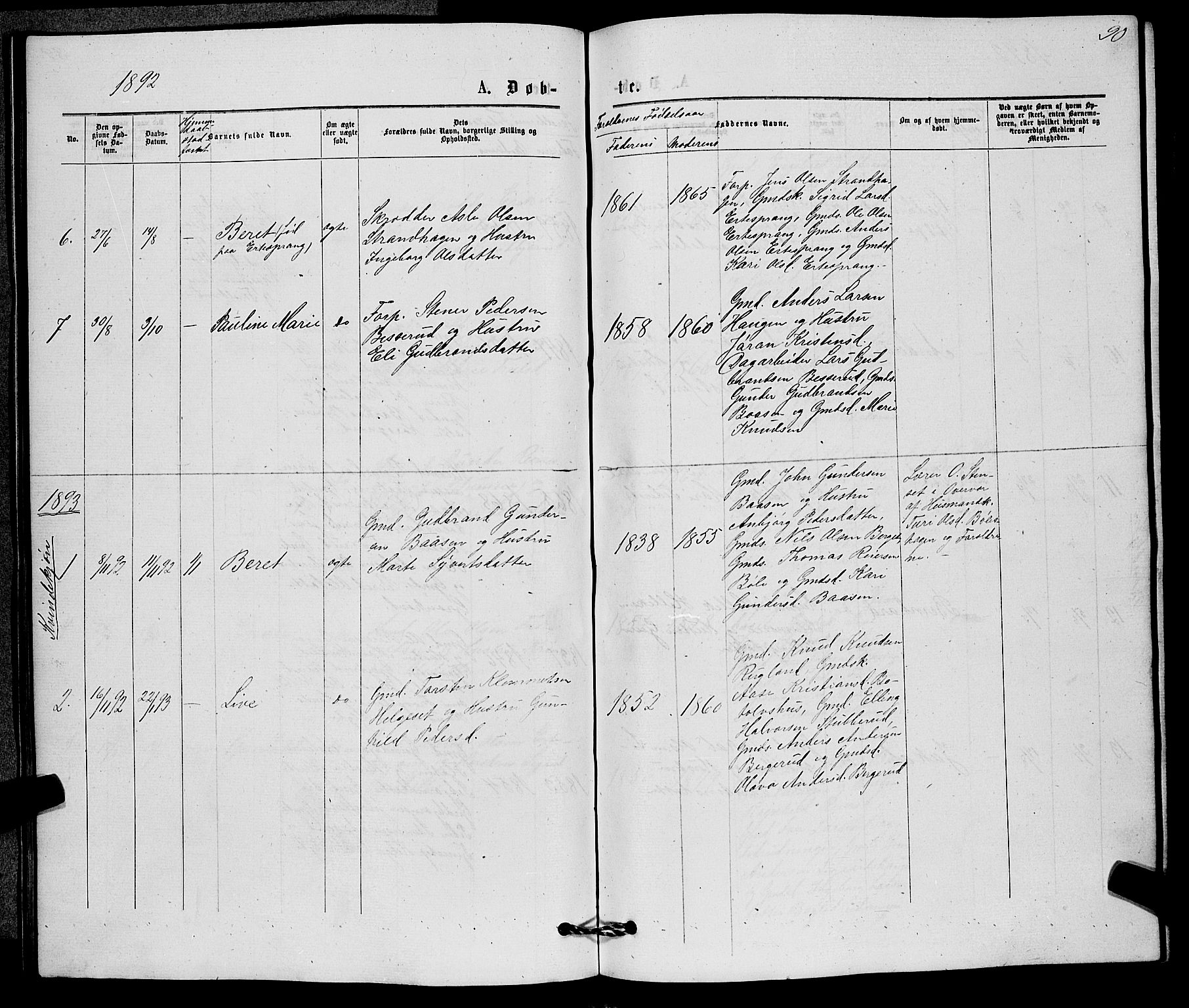 Sigdal kirkebøker, SAKO/A-245/G/Gb/L0002: Parish register (copy) no. II 2, 1875-1900, p. 90