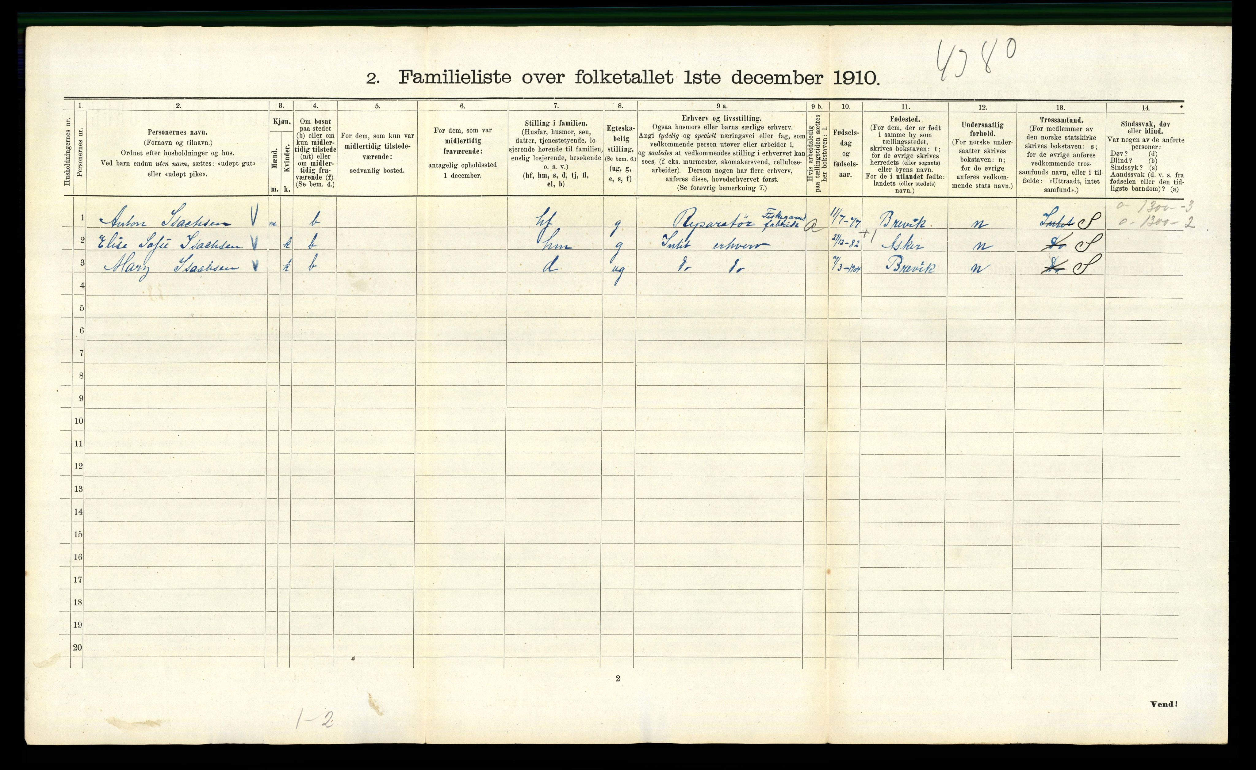 RA, 1910 census for Kristiania, 1910, p. 85082