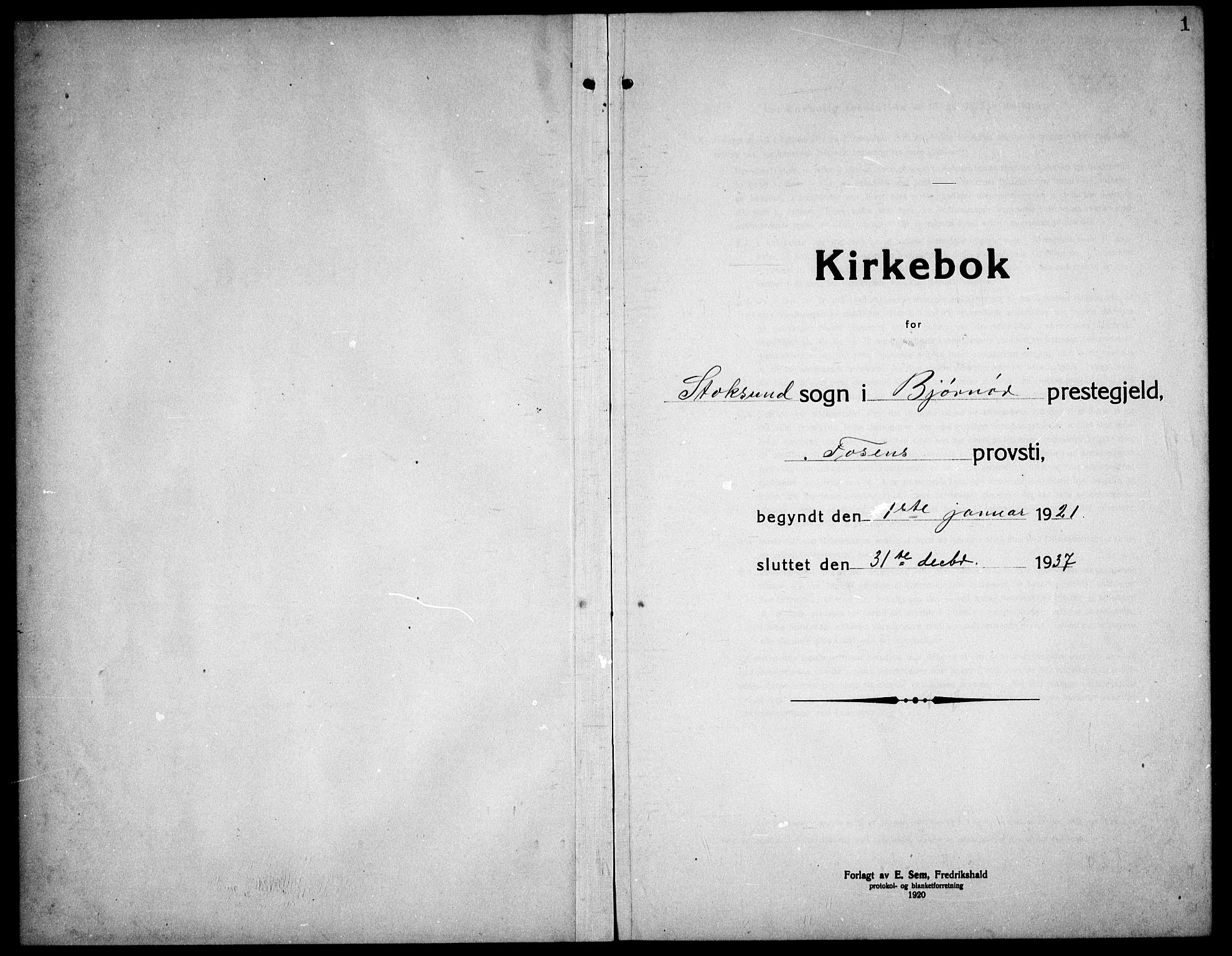 Ministerialprotokoller, klokkerbøker og fødselsregistre - Sør-Trøndelag, SAT/A-1456/656/L0696: Parish register (copy) no. 656C02, 1921-1937, p. 1