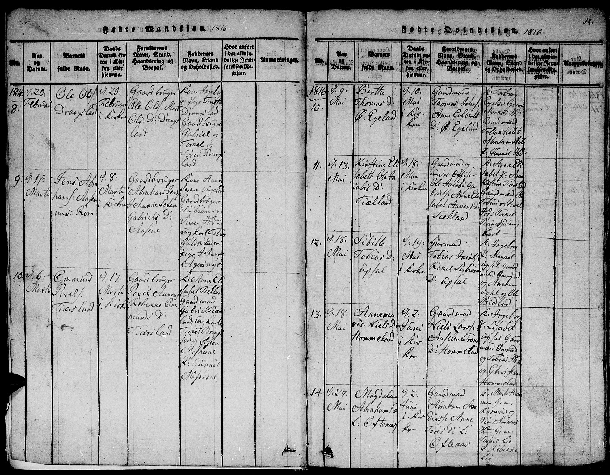Lyngdal sokneprestkontor, AV/SAK-1111-0029/F/Fb/Fbc/L0001: Parish register (copy) no. B 1, 1815-1844, p. 4