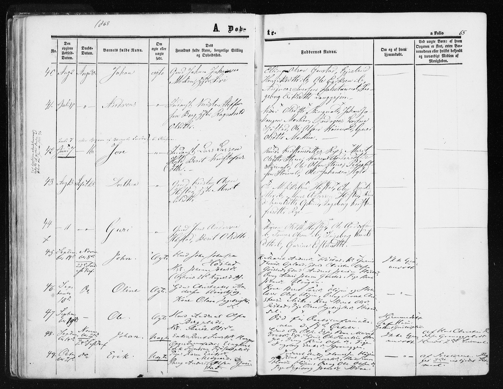 Ministerialprotokoller, klokkerbøker og fødselsregistre - Sør-Trøndelag, SAT/A-1456/612/L0377: Parish register (official) no. 612A09, 1859-1877, p. 65
