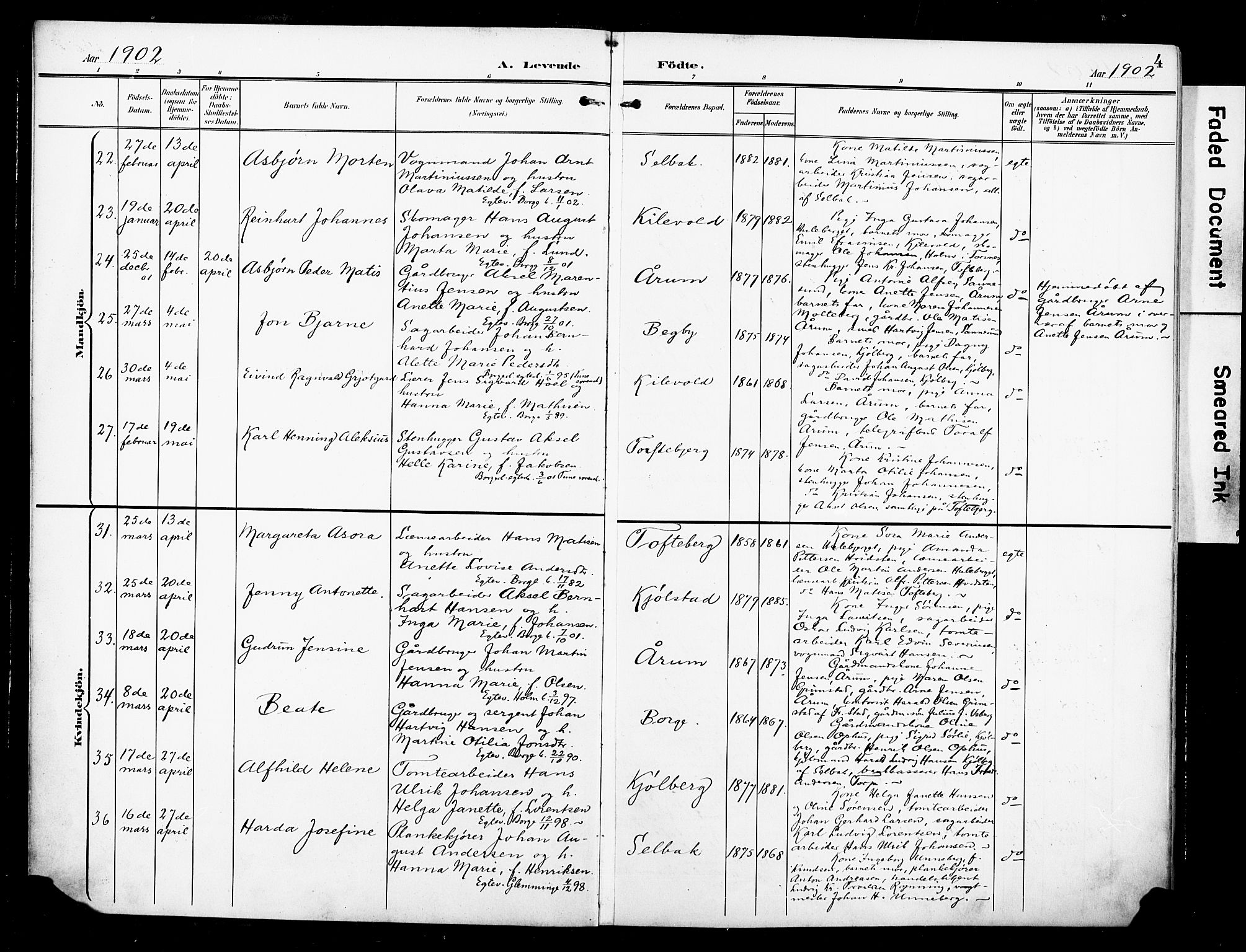 Borge prestekontor Kirkebøker, AV/SAO-A-10903/F/Fa/L0009: Parish register (official) no. I 9, 1902-1911, p. 4