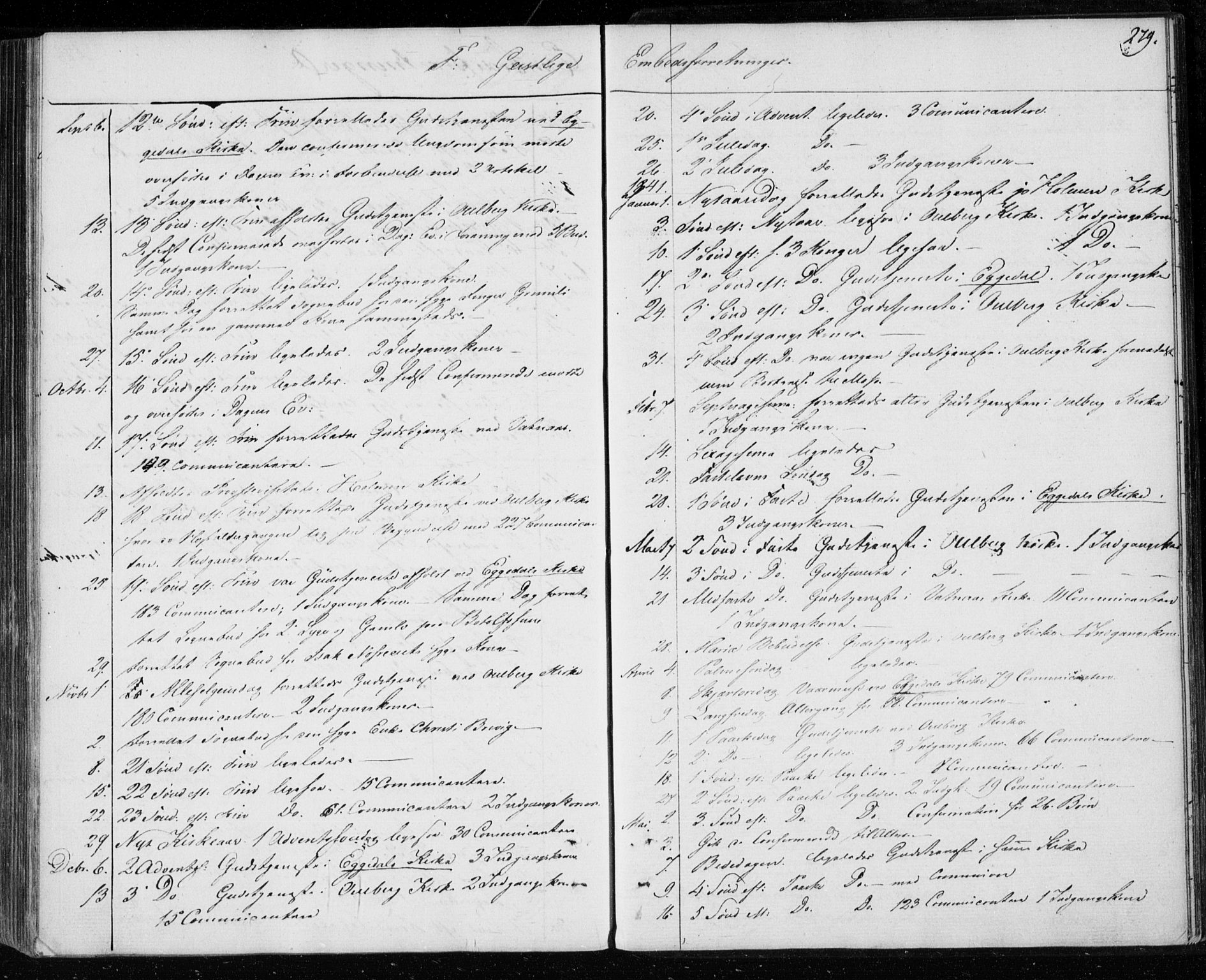 Krødsherad kirkebøker, SAKO/A-19/F/Fa/L0002: Parish register (official) no. 2, 1829-1851, p. 279