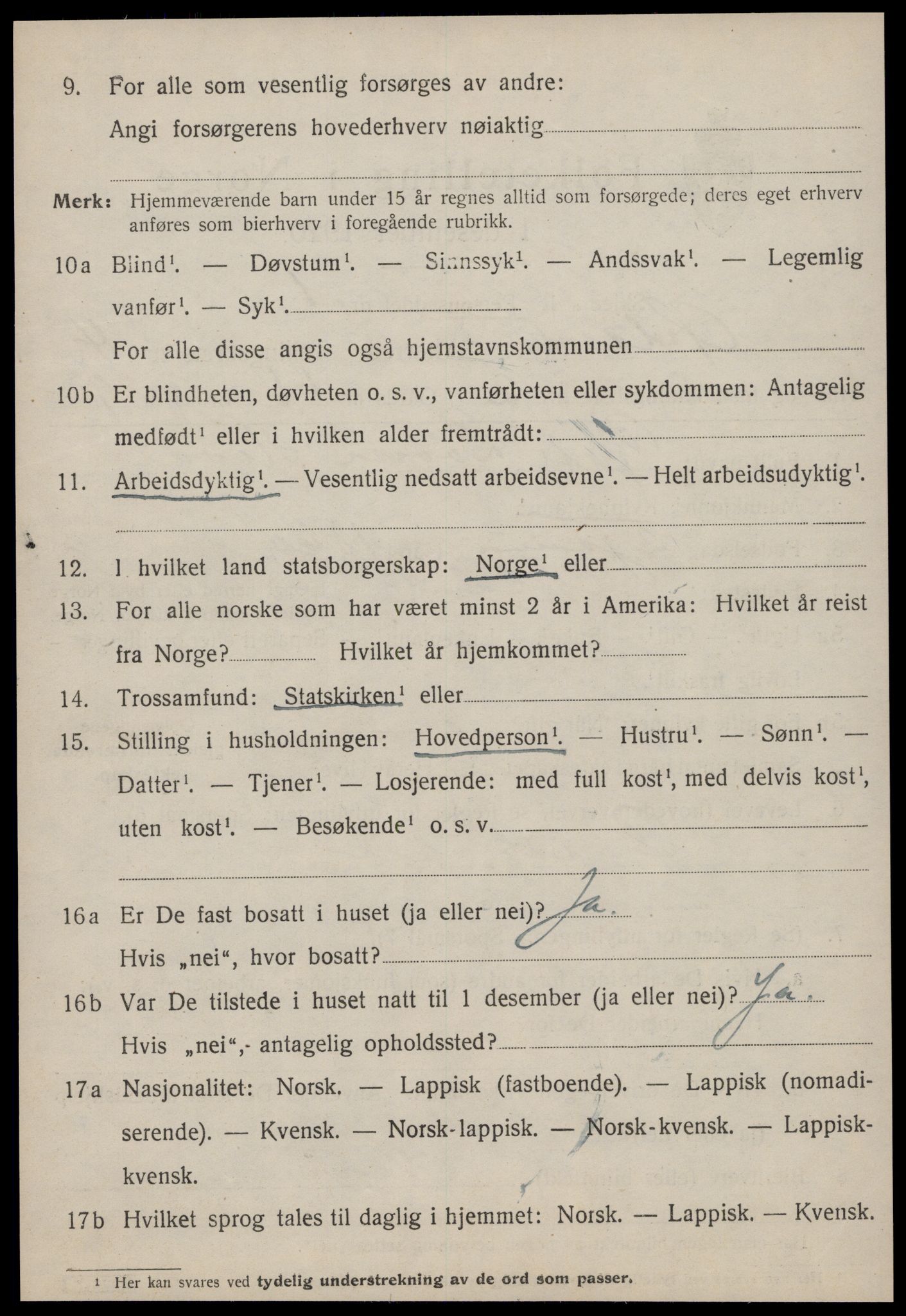 SAT, 1920 census for Ørland, 1920, p. 3398