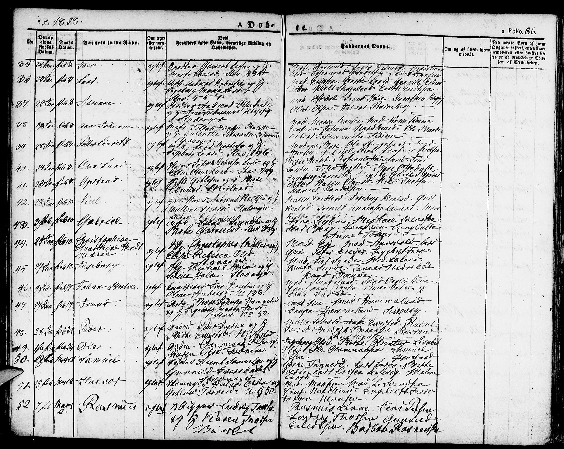 Domkirken sokneprestkontor, SAST/A-101812/001/30/30BA/L0009: Parish register (official) no. A 9, 1821-1832, p. 86