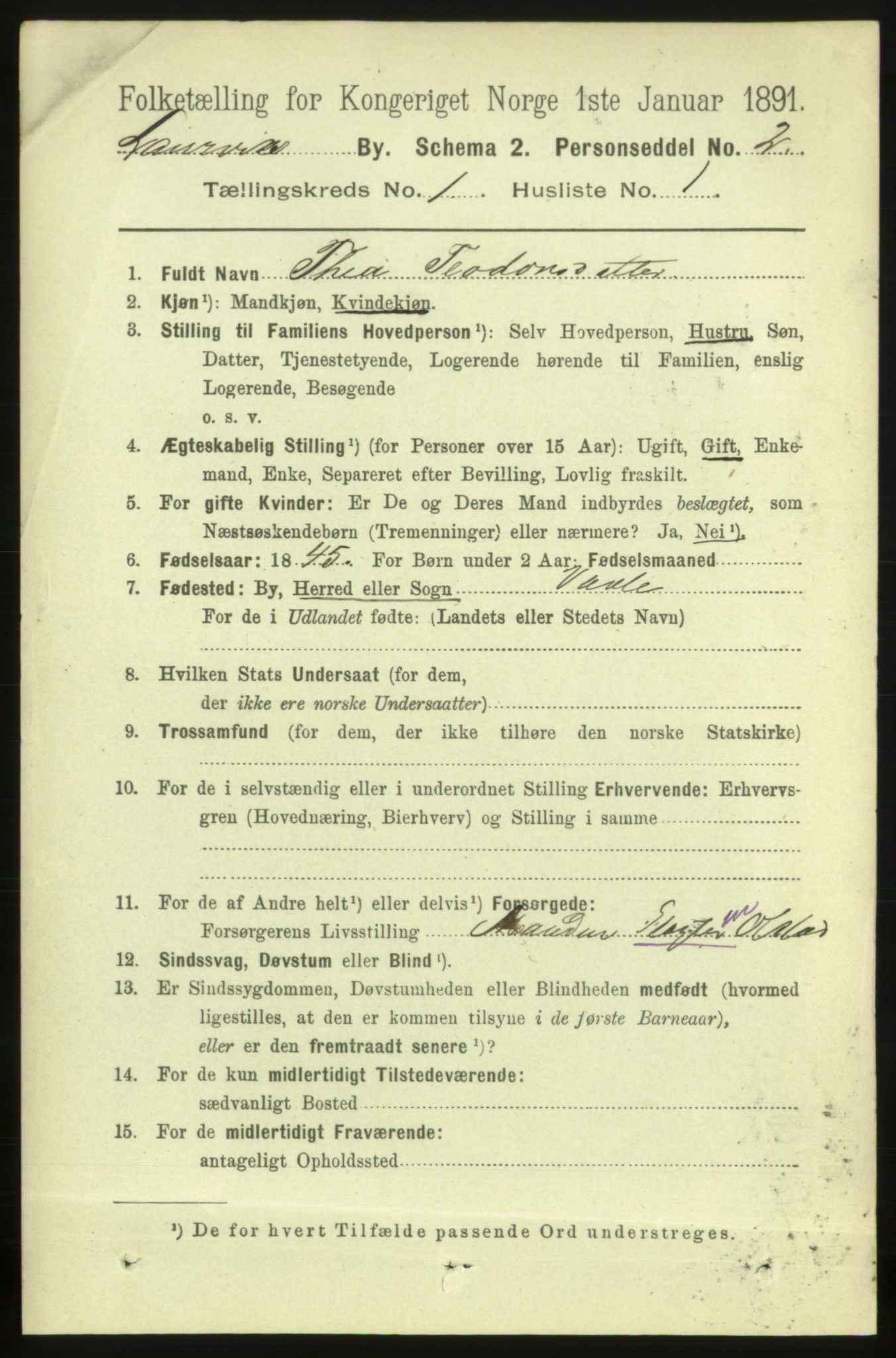 RA, 1891 census for 0707 Larvik, 1891, p. 2271