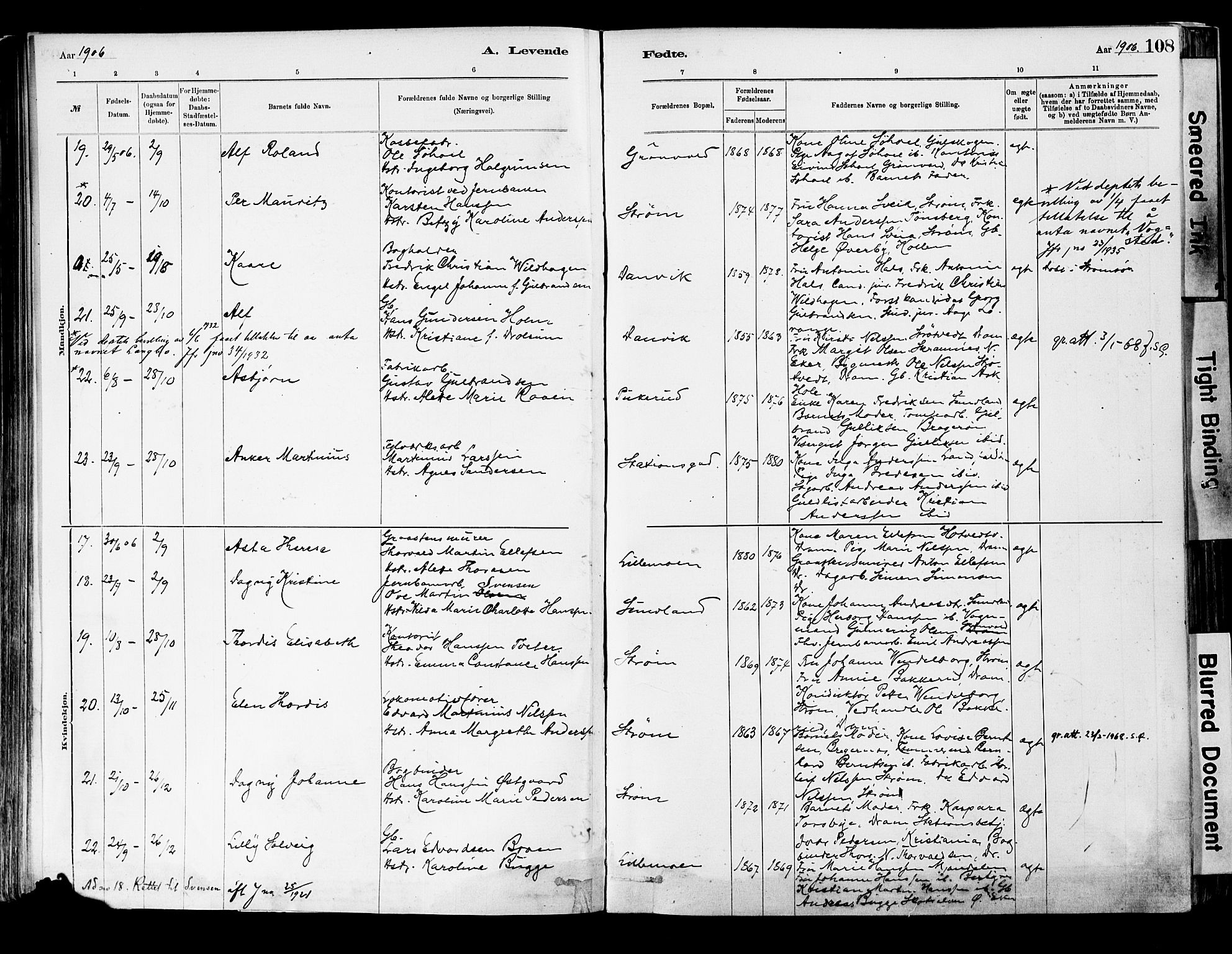 Strømsgodset kirkebøker, AV/SAKO-A-324/F/Fa/L0001: Parish register (official) no. 1, 1885-1909, p. 108