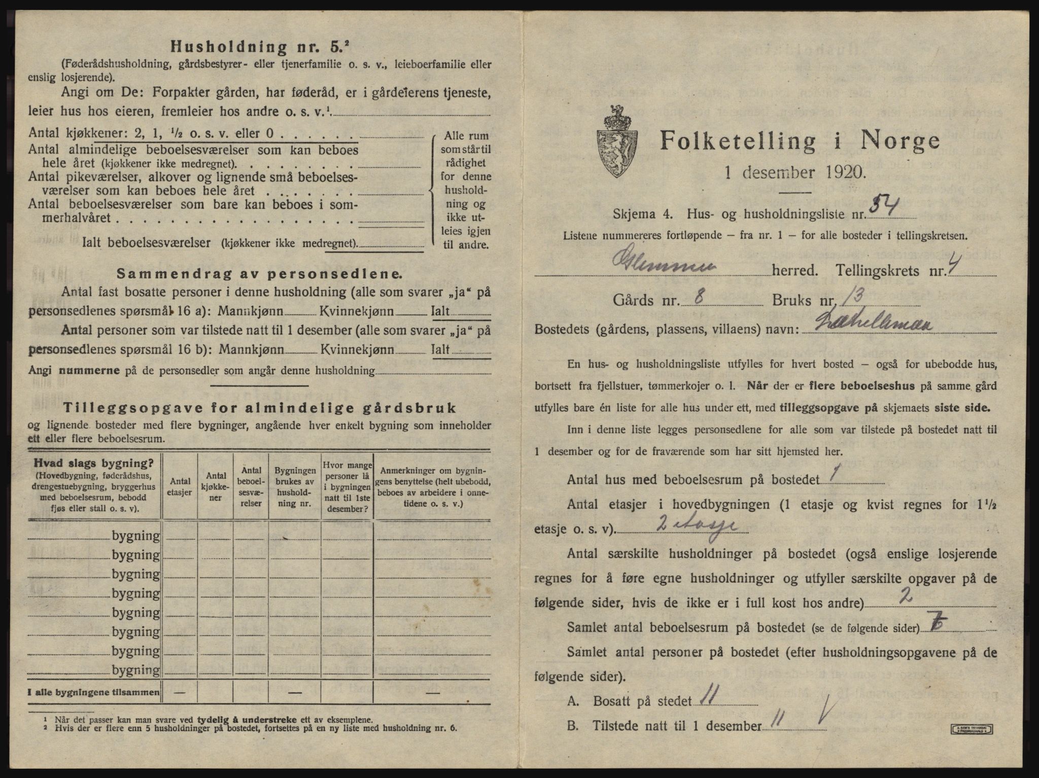 SAO, 1920 census for Glemmen, 1920, p. 735