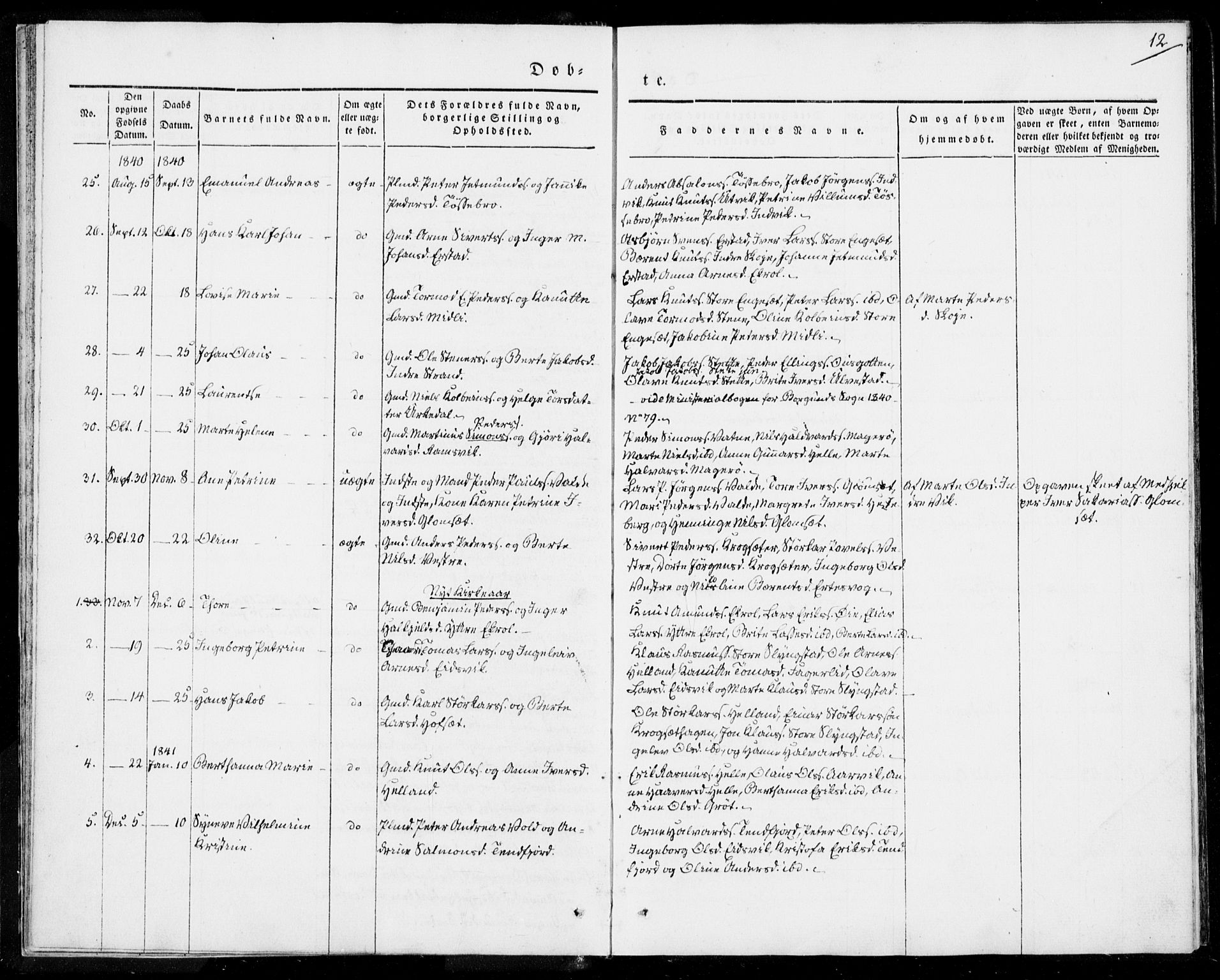 Ministerialprotokoller, klokkerbøker og fødselsregistre - Møre og Romsdal, AV/SAT-A-1454/524/L0352: Parish register (official) no. 524A04, 1838-1847, p. 12