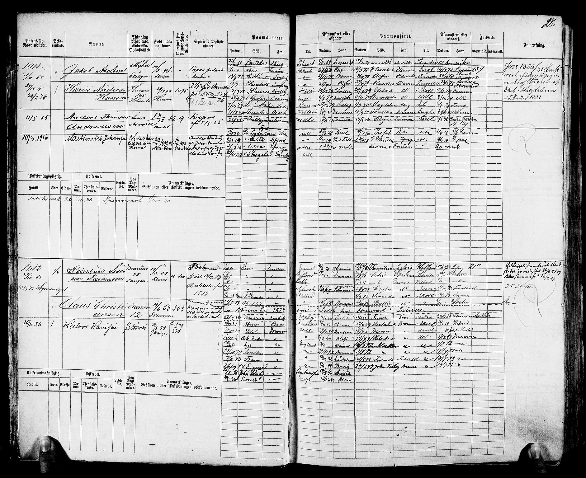 Drammen innrulleringsdistrikt, AV/SAKO-A-781/F/Fc/L0002: Hovedrulle, 1869, p. 31