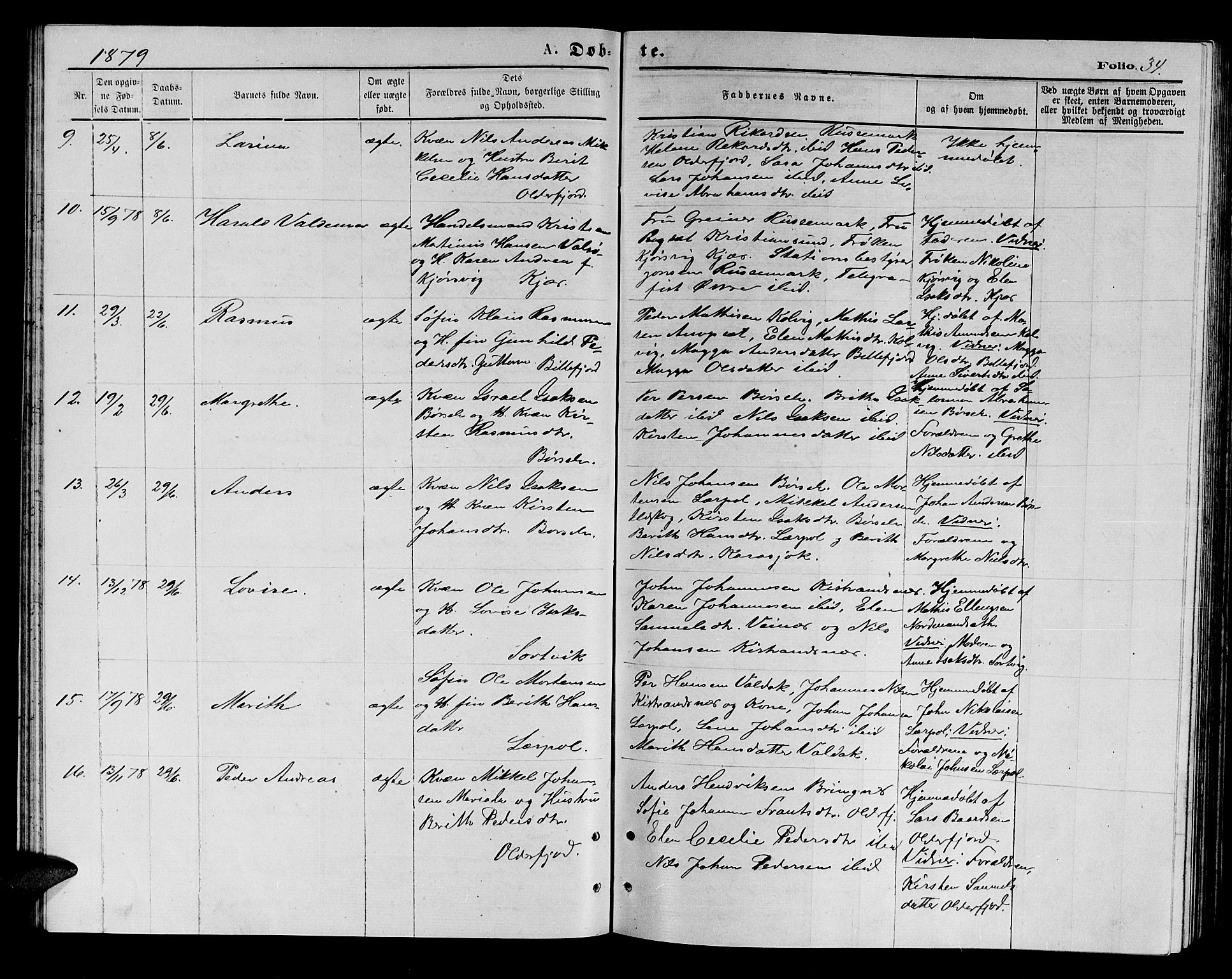 Kistrand/Porsanger sokneprestembete, AV/SATØ-S-1351/H/Hb/L0003.klokk: Parish register (copy) no. 3, 1874-1885, p. 34