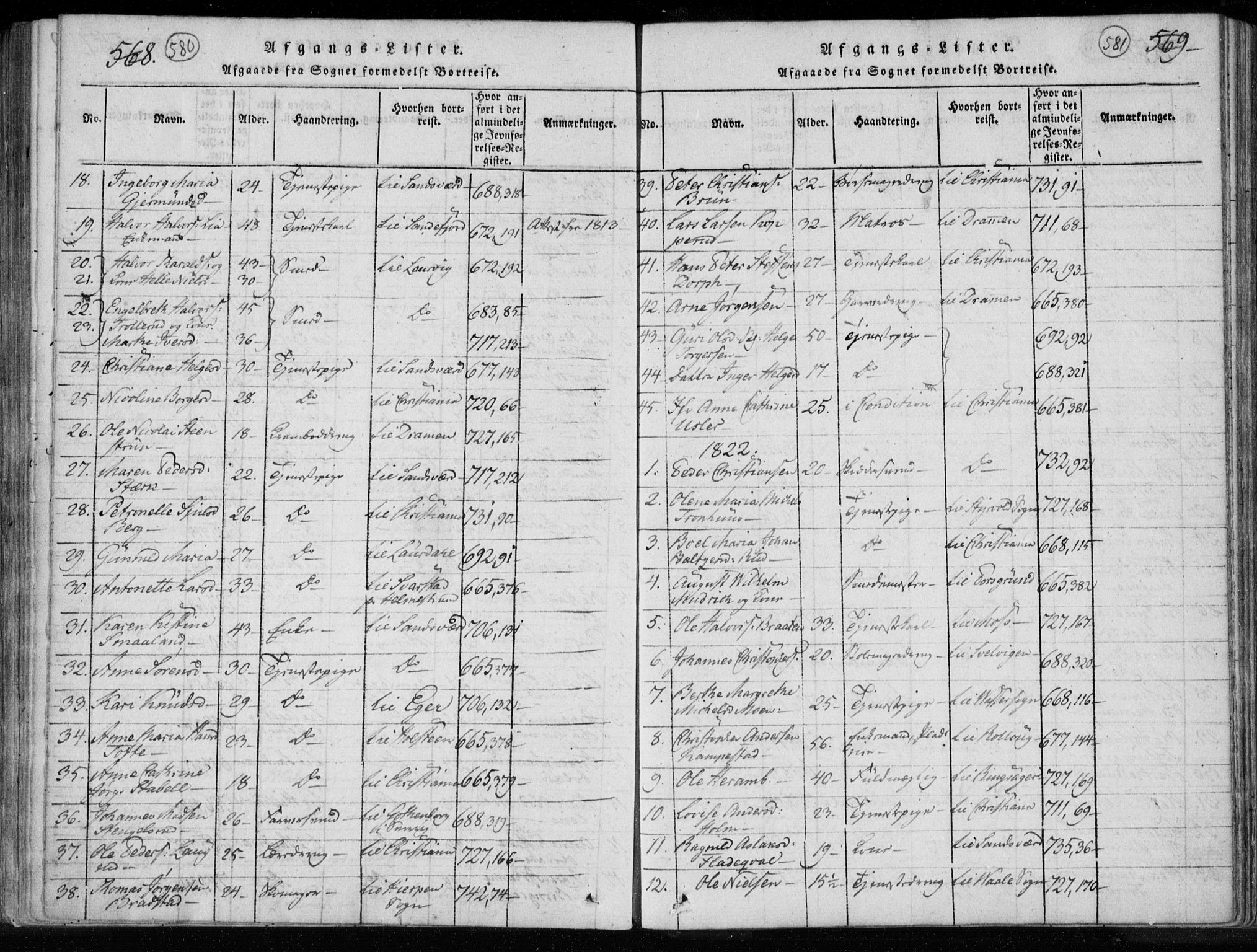 Kongsberg kirkebøker, SAKO/A-22/F/Fa/L0008: Parish register (official) no. I 8, 1816-1839, p. 580-581