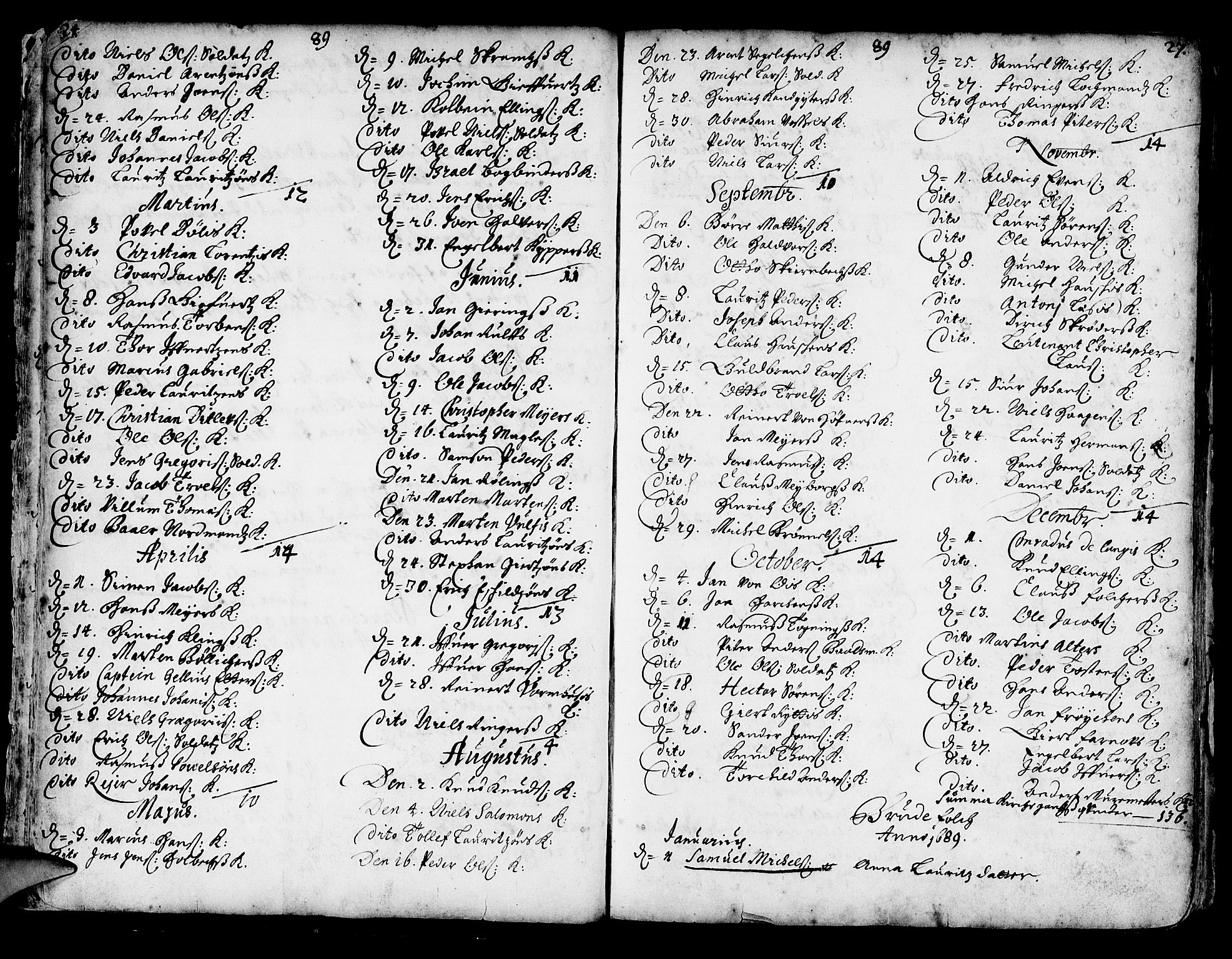 Korskirken sokneprestembete, SAB/A-76101/H/Haa/L0002: Parish register (official) no. A 2, 1688-1697, p. 26-27