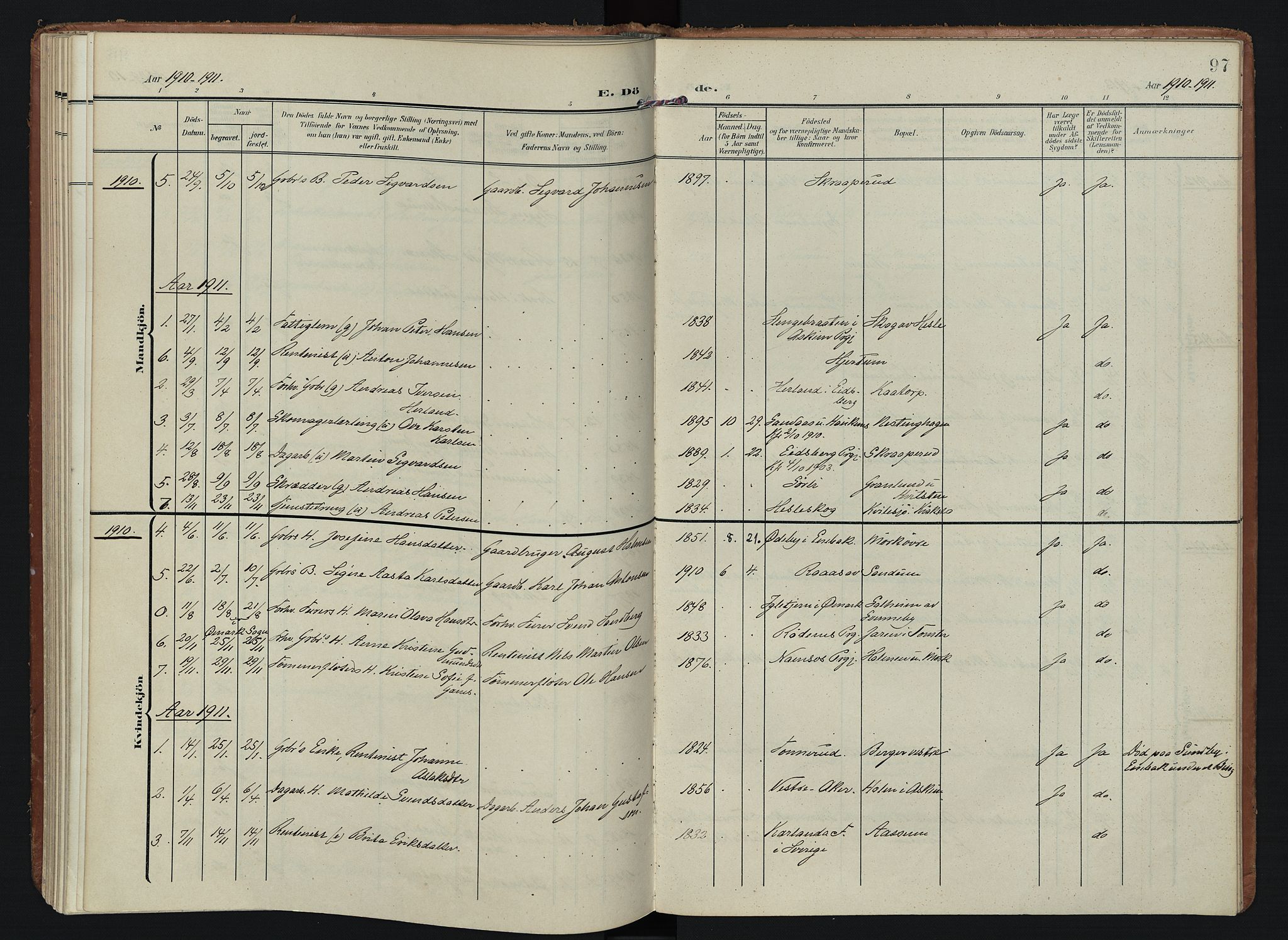 Spydeberg prestekontor Kirkebøker, SAO/A-10924/F/Fb/L0002: Parish register (official) no. II 2, 1908-1926, p. 97