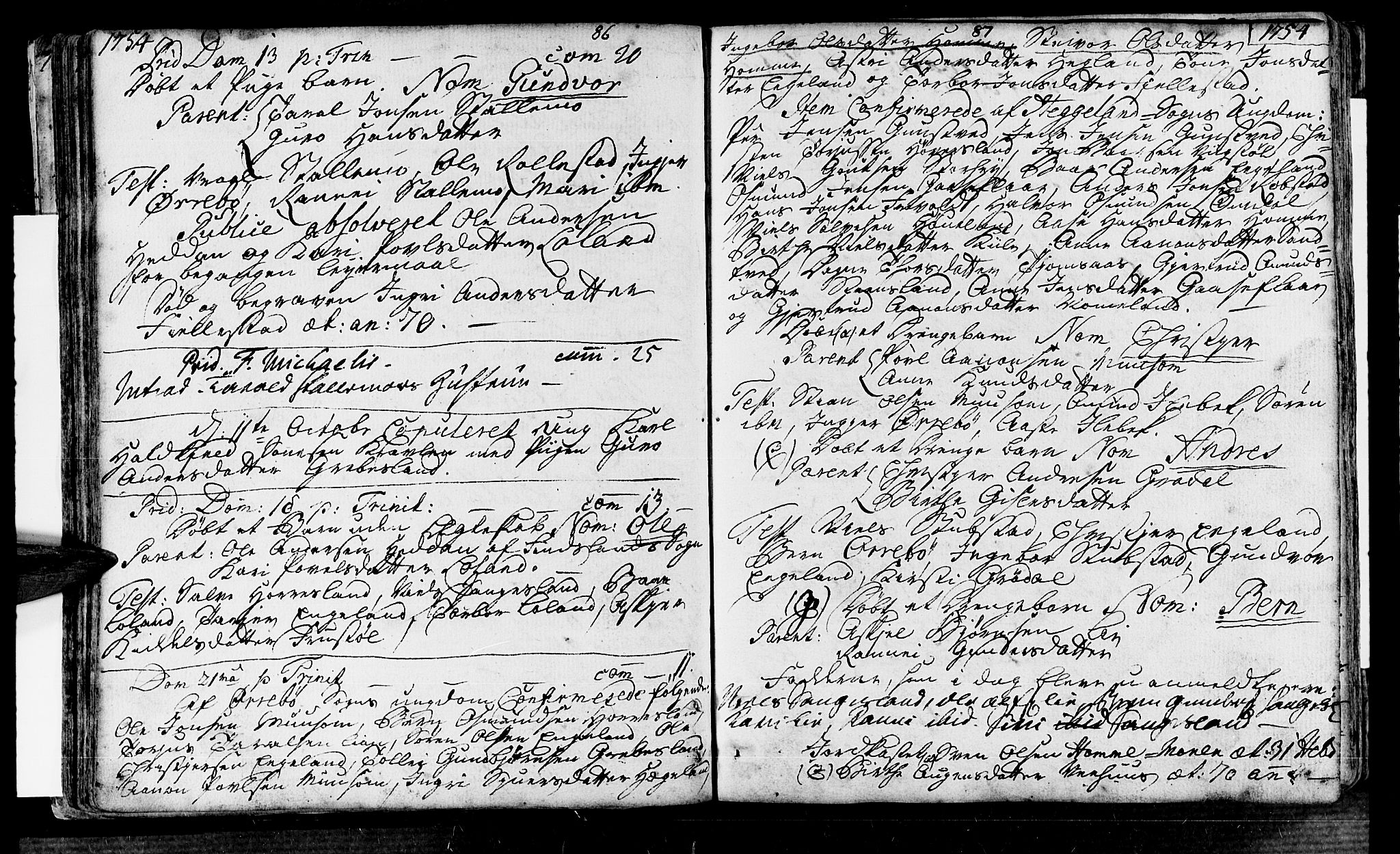 Vennesla sokneprestkontor, AV/SAK-1111-0045/Fa/Fac/L0001: Parish register (official) no. A 1, 1743-1784, p. 86-87