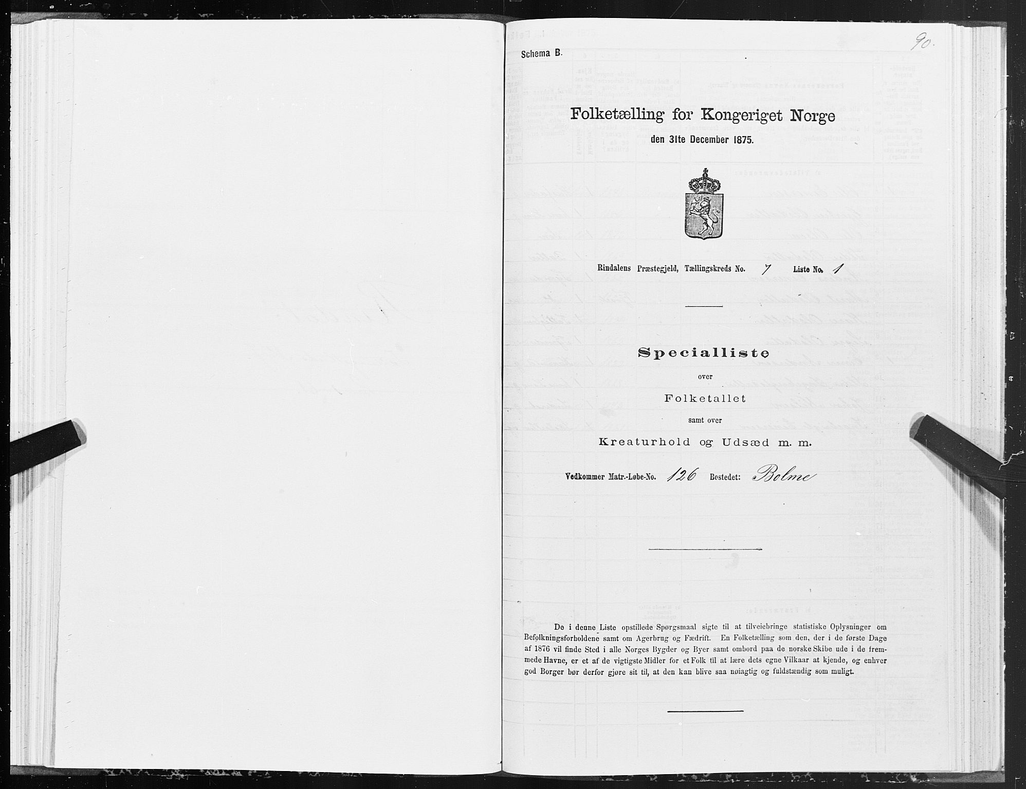 SAT, 1875 census for 1567P Rindal, 1875, p. 3090