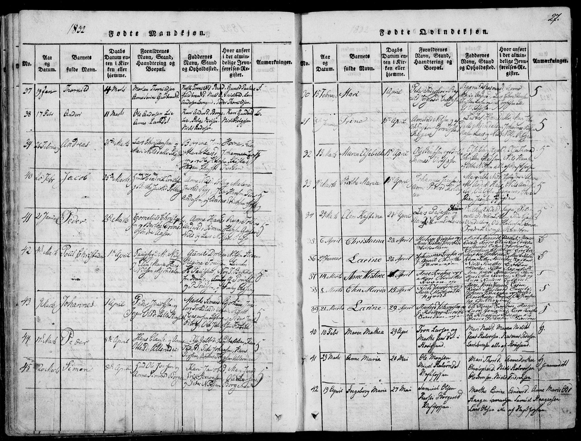 Eiker kirkebøker, AV/SAKO-A-4/F/Fa/L0012: Parish register (official) no. I 12, 1827-1832, p. 27