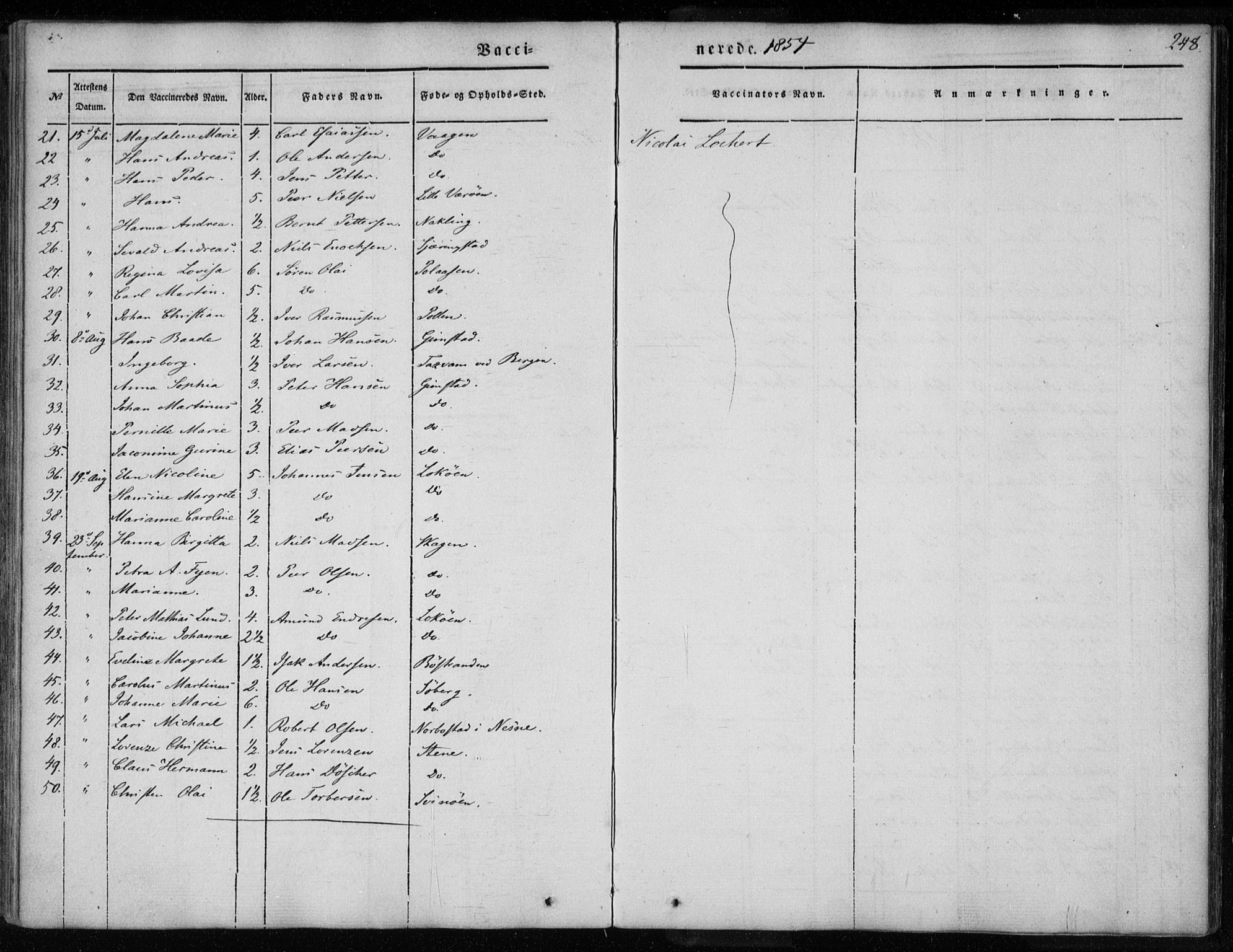 Ministerialprotokoller, klokkerbøker og fødselsregistre - Nordland, AV/SAT-A-1459/891/L1299: Parish register (official) no. 891A04, 1841-1856, p. 248