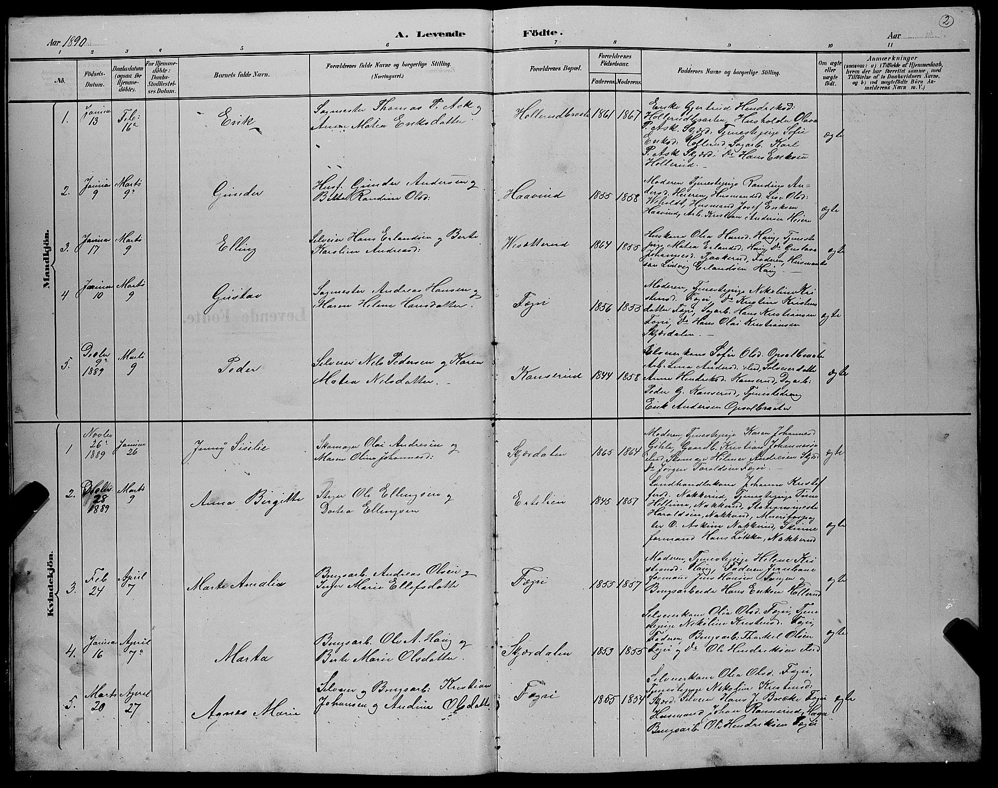 Hole kirkebøker, AV/SAKO-A-228/G/Gb/L0003: Parish register (copy) no. II 3, 1890-1901, p. 2