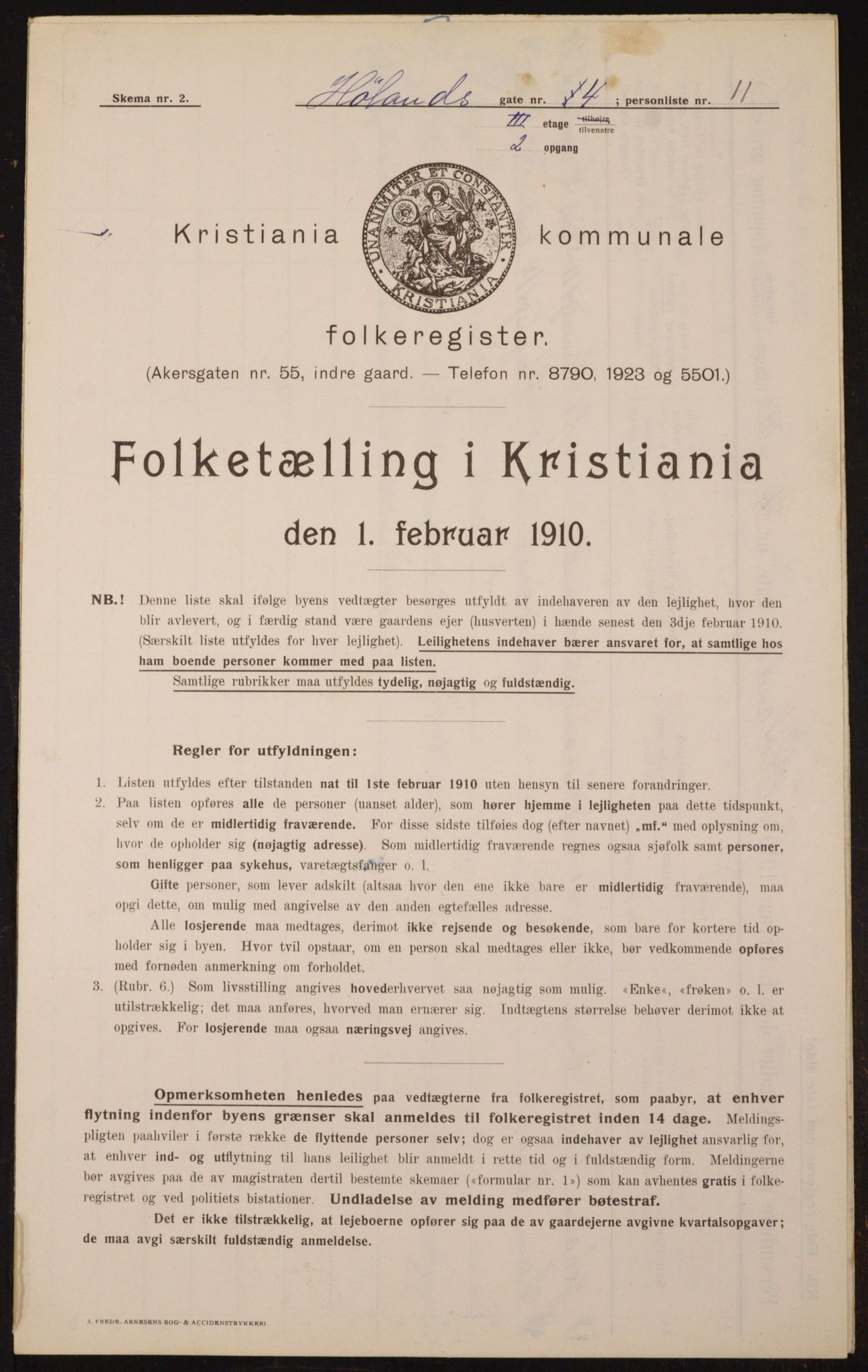 OBA, Municipal Census 1910 for Kristiania, 1910, p. 41482