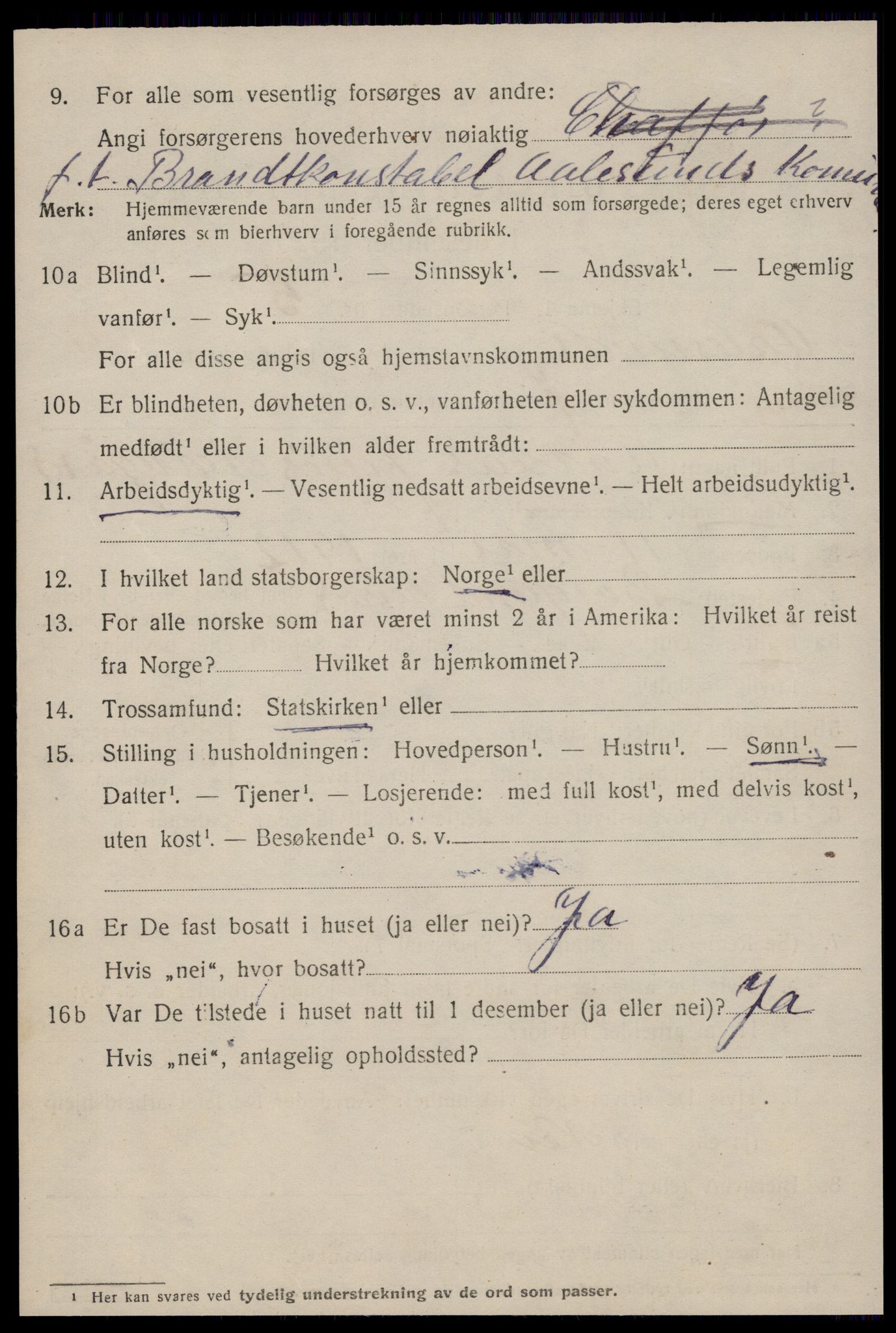 SAT, 1920 census for Ålesund, 1920, p. 14541