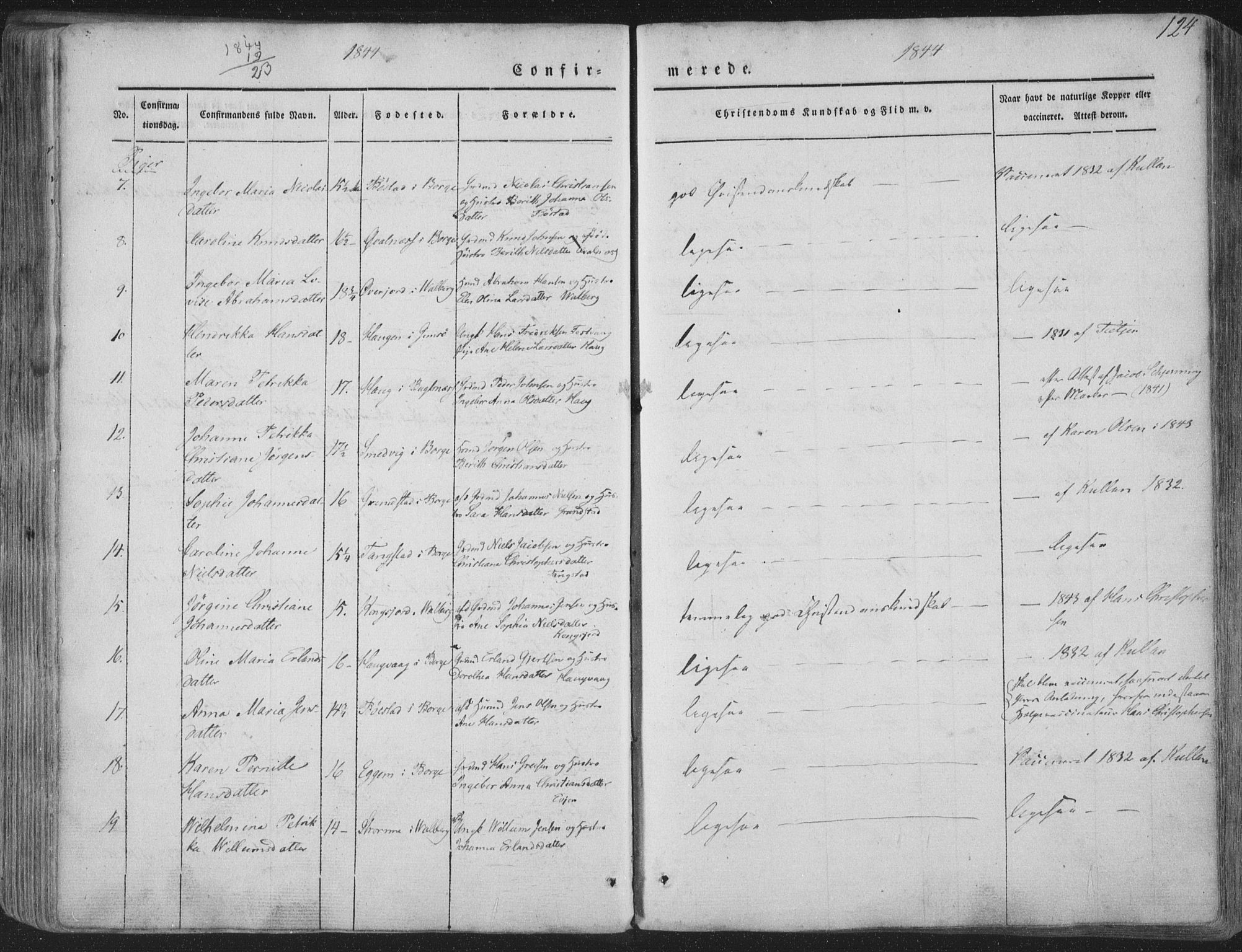 Ministerialprotokoller, klokkerbøker og fødselsregistre - Nordland, AV/SAT-A-1459/880/L1131: Parish register (official) no. 880A05, 1844-1868, p. 124