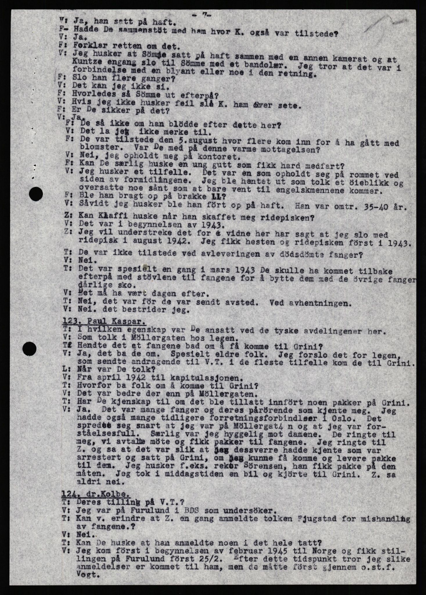 Forsvaret, Forsvarets overkommando II, AV/RA-RAFA-3915/D/Db/L0037: CI Questionaires. Tyske okkupasjonsstyrker i Norge. Tyskere., 1945-1946, p. 301