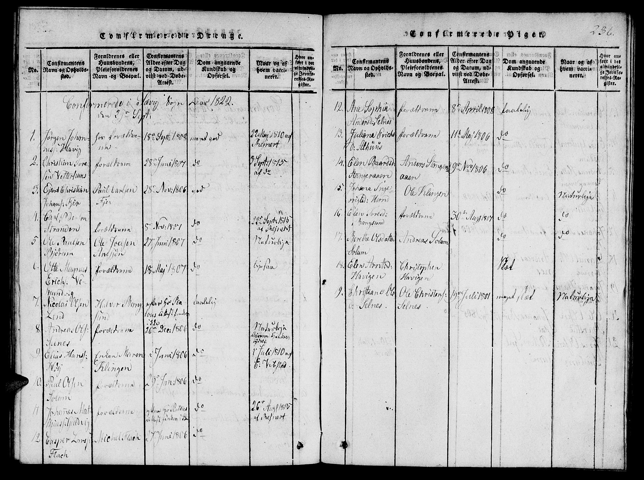 Ministerialprotokoller, klokkerbøker og fødselsregistre - Nord-Trøndelag, SAT/A-1458/770/L0588: Parish register (official) no. 770A02, 1819-1823, p. 236