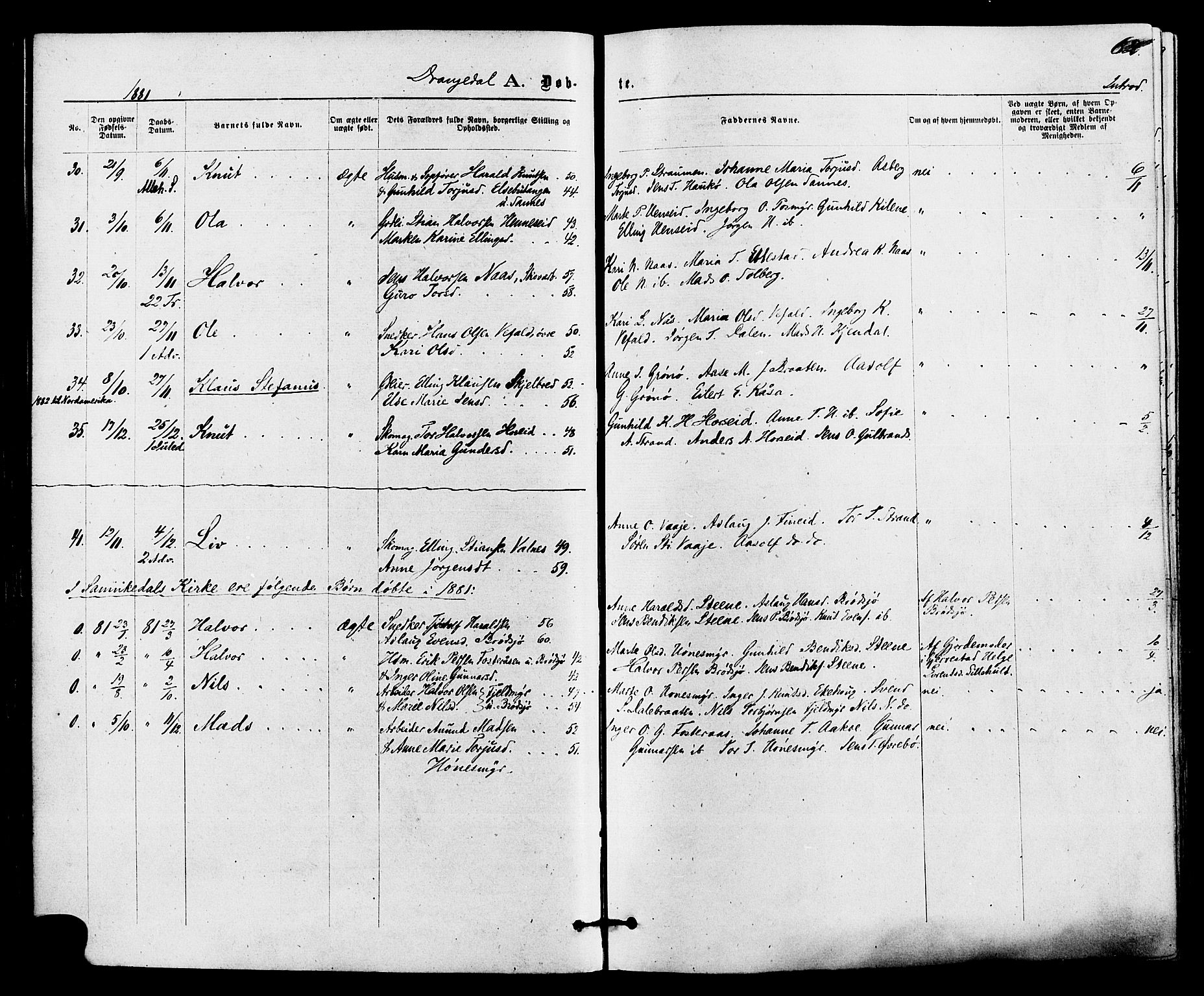 Drangedal kirkebøker, SAKO/A-258/F/Fa/L0009: Parish register (official) no. 9 /1, 1872-1884, p. 62