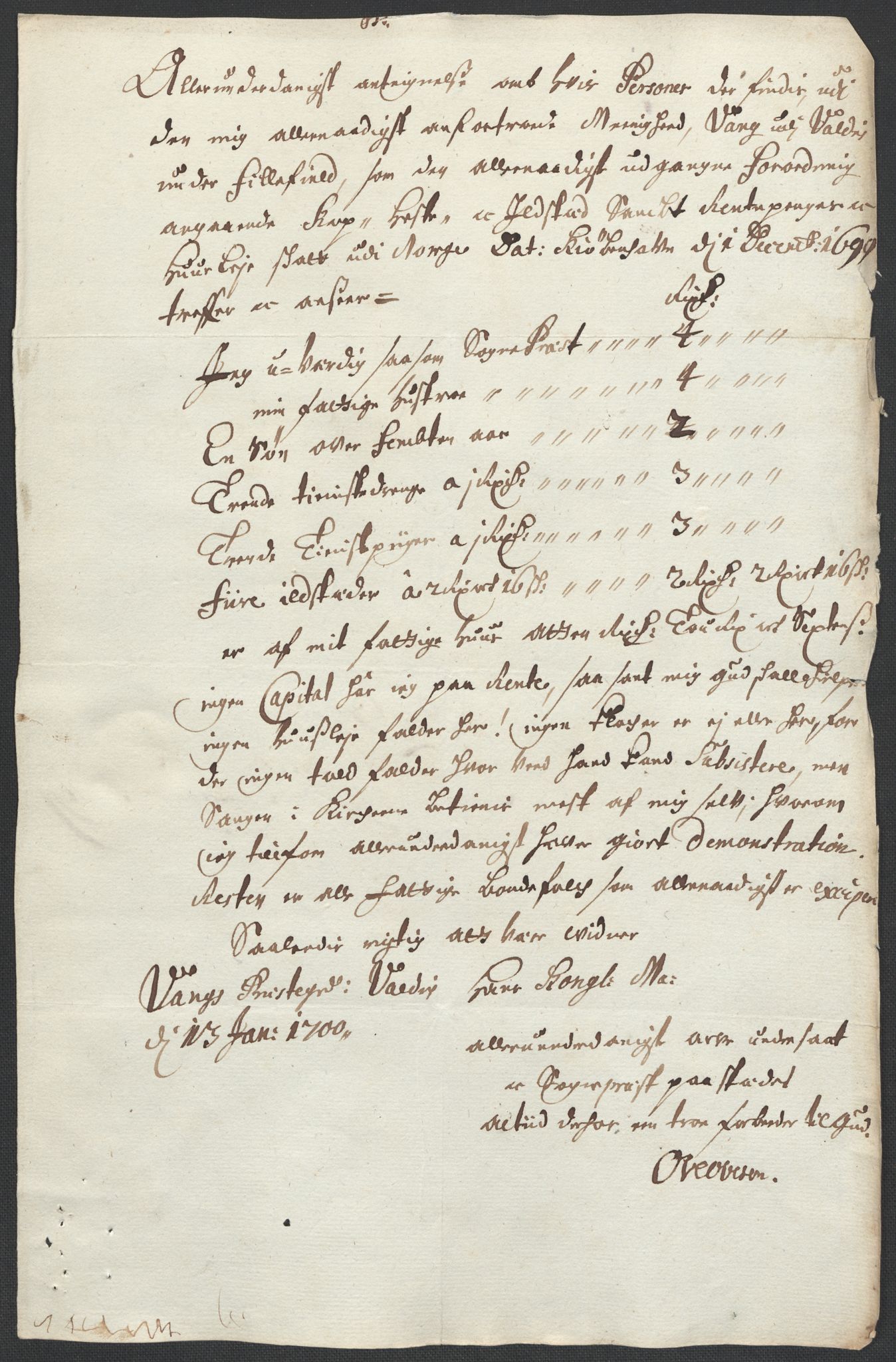 Rentekammeret inntil 1814, Reviderte regnskaper, Fogderegnskap, AV/RA-EA-4092/R18/L1297: Fogderegnskap Hadeland, Toten og Valdres, 1699, p. 40