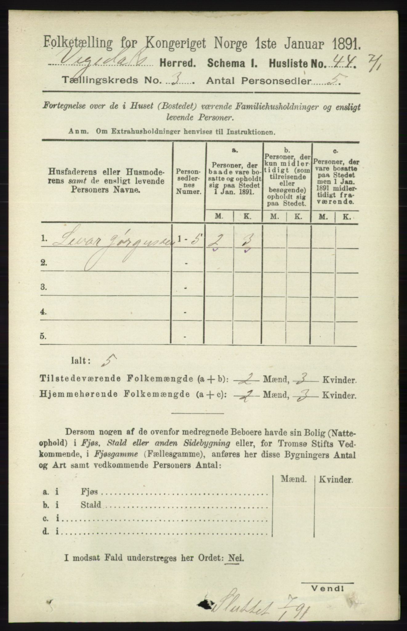 RA, 1891 census for 1157 Vikedal, 1891, p. 720