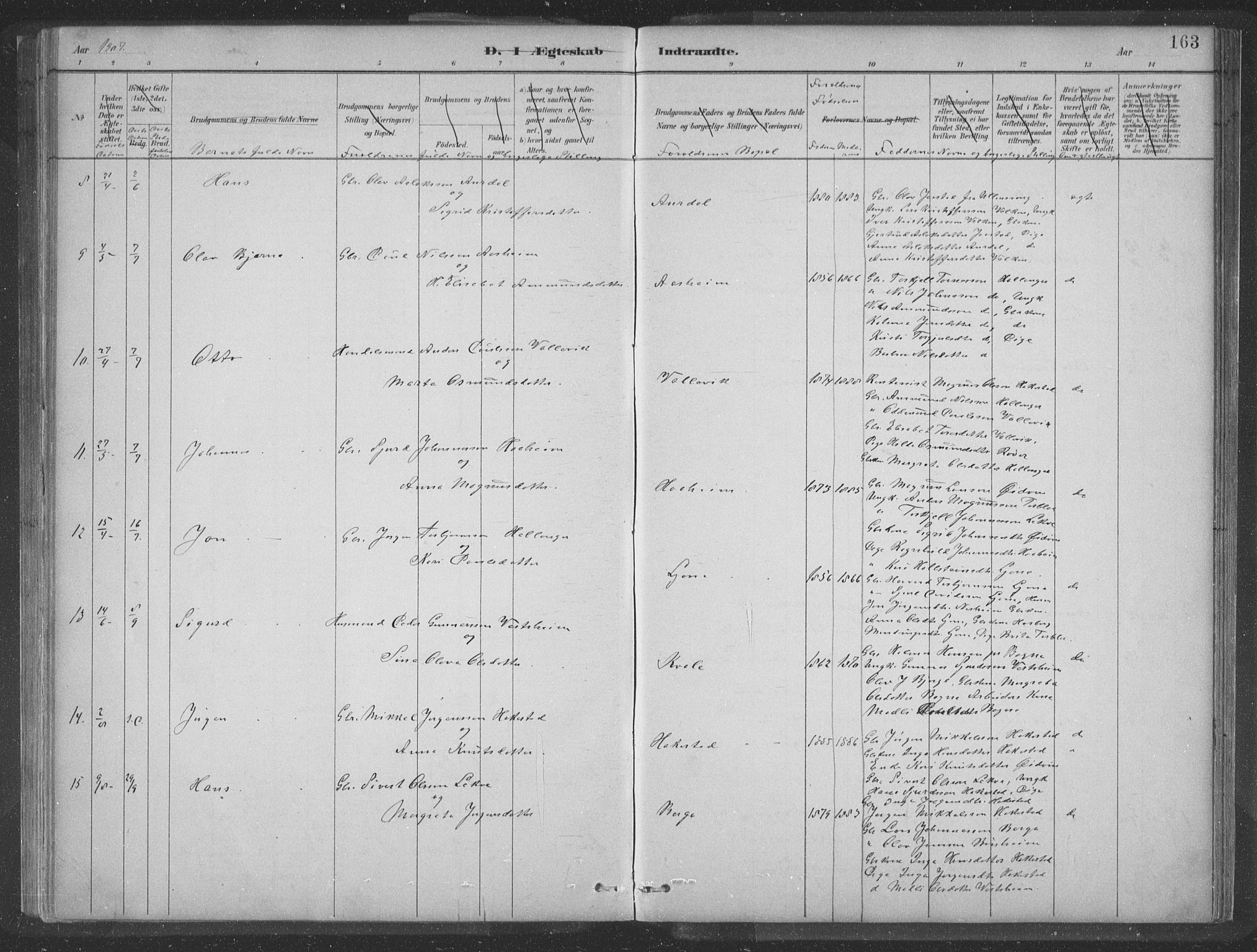 Ulvik sokneprestembete, AV/SAB-A-78801/H/Hab: Parish register (copy) no. A 3, 1883-1908, p. 163