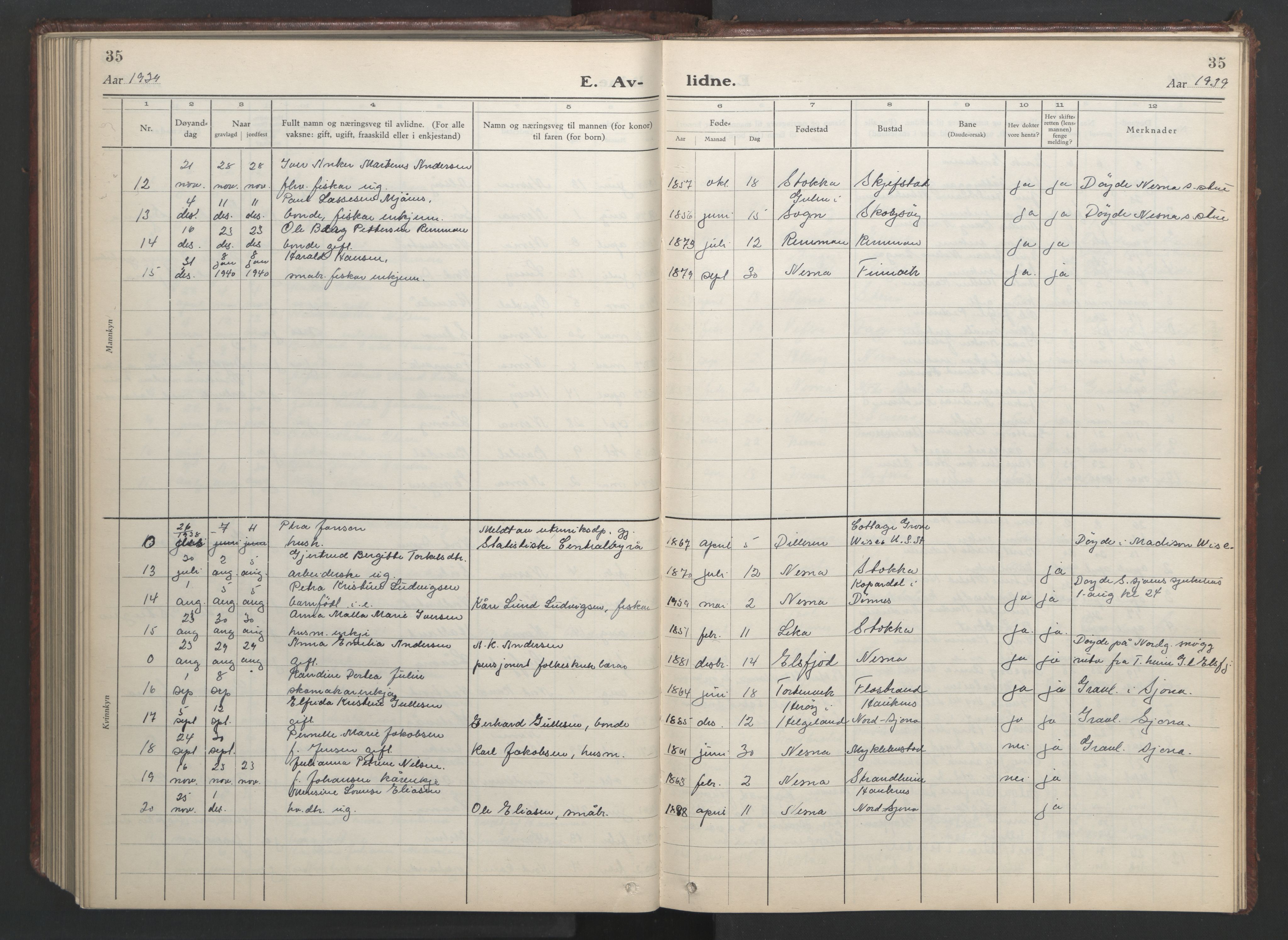 Ministerialprotokoller, klokkerbøker og fødselsregistre - Nordland, AV/SAT-A-1459/838/L0561: Parish register (copy) no. 838C08, 1923-1953, p. 35