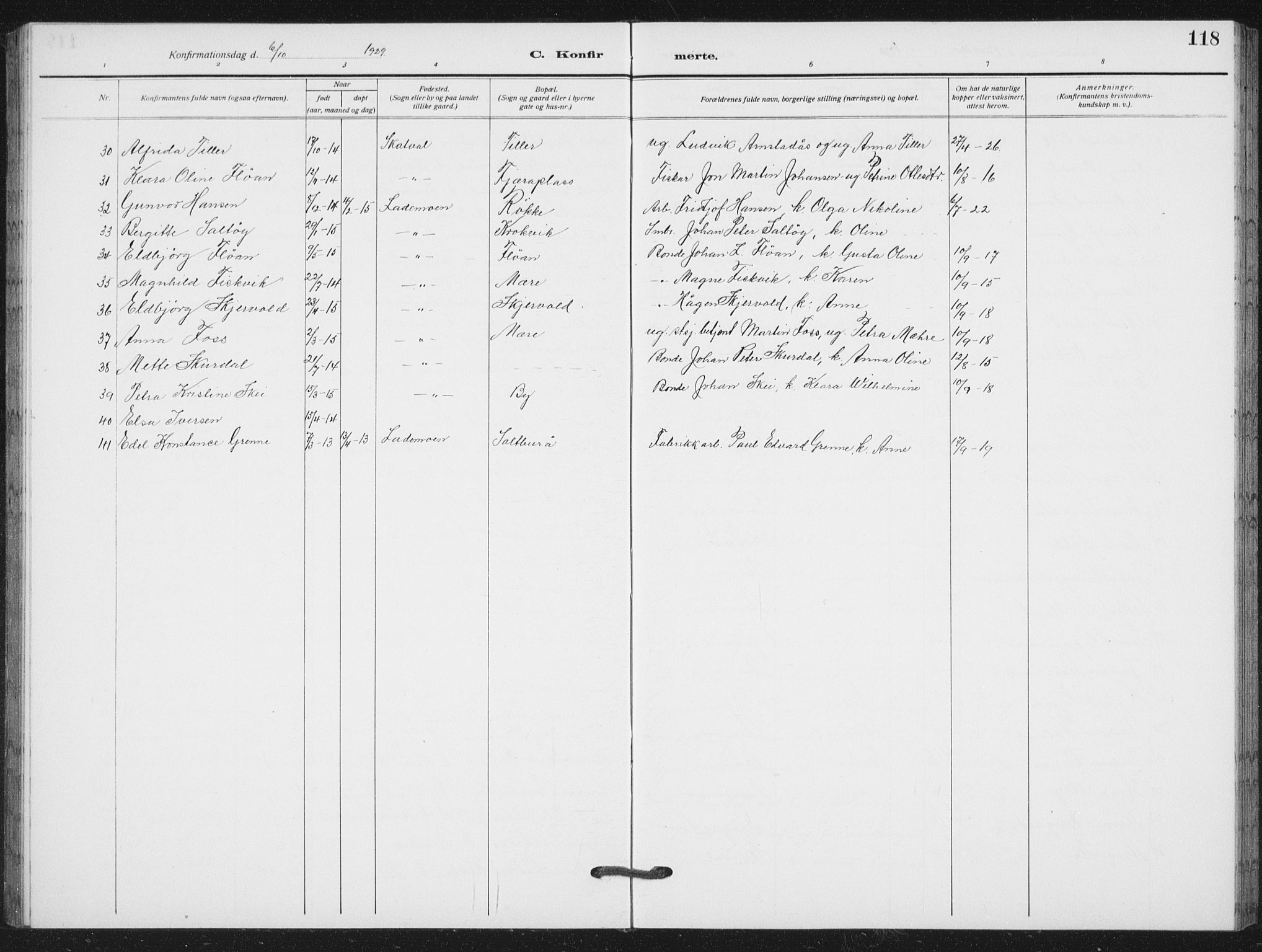 Ministerialprotokoller, klokkerbøker og fødselsregistre - Nord-Trøndelag, SAT/A-1458/712/L0104: Parish register (copy) no. 712C02, 1917-1939, p. 118