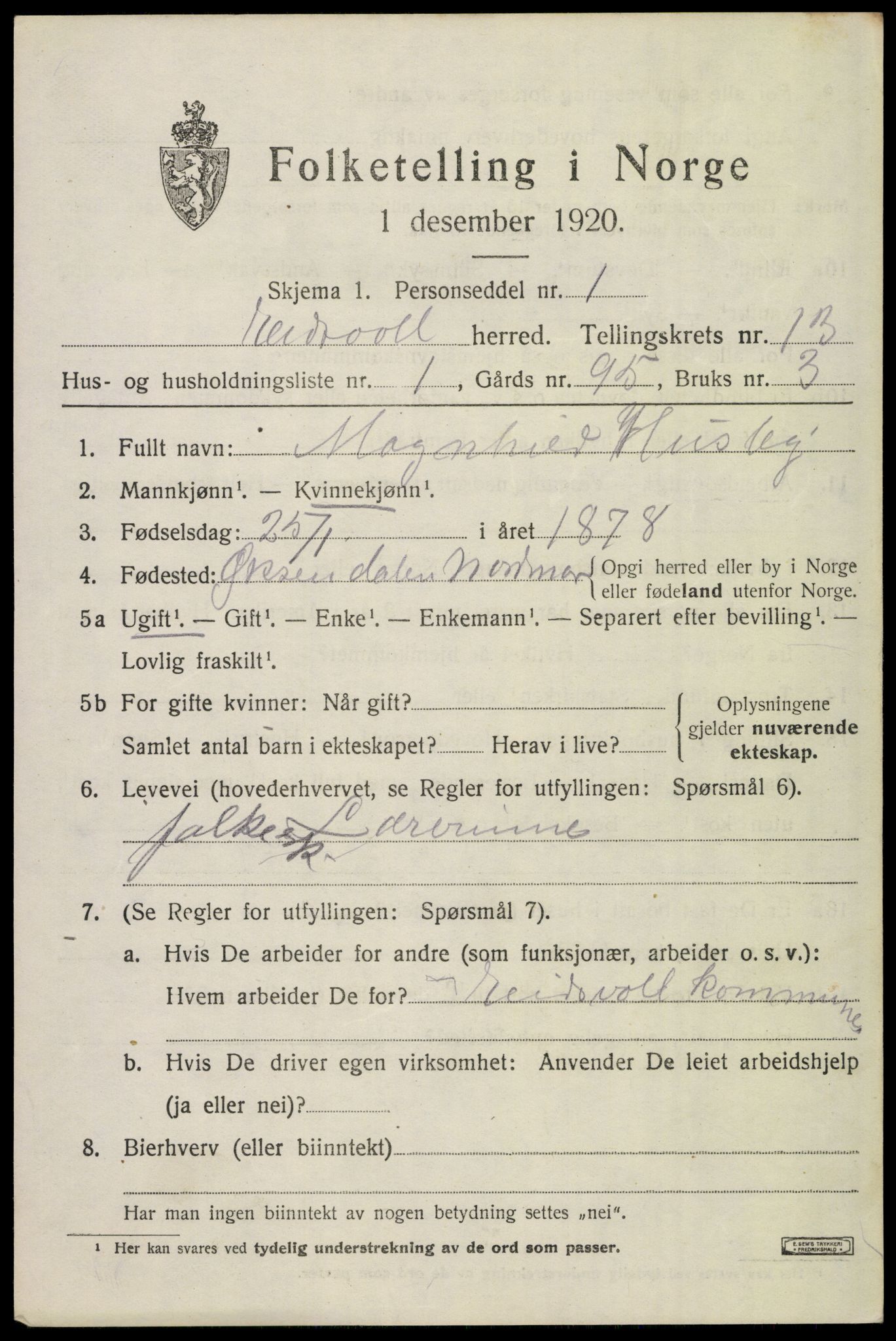 SAO, 1920 census for Eidsvoll, 1920, p. 19967