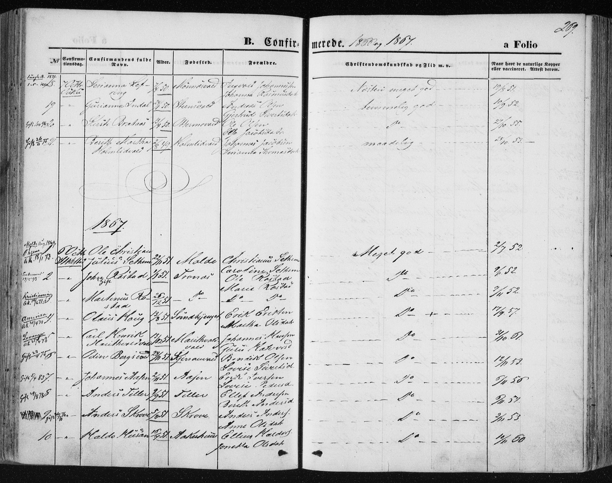 Ministerialprotokoller, klokkerbøker og fødselsregistre - Nord-Trøndelag, SAT/A-1458/723/L0241: Parish register (official) no. 723A10, 1860-1869, p. 269