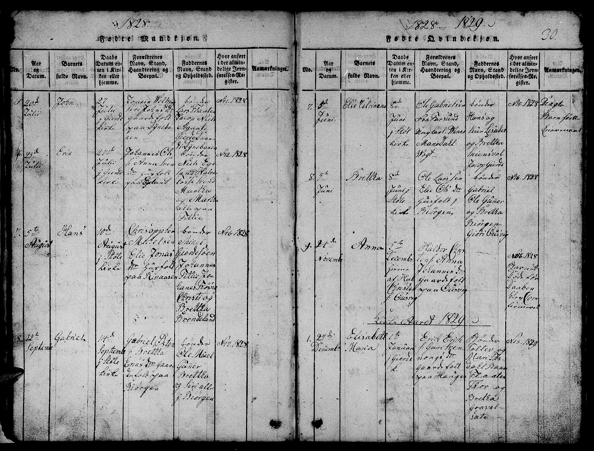 Etne sokneprestembete, SAB/A-75001/H/Hab: Parish register (copy) no. B 1, 1815-1850, p. 30