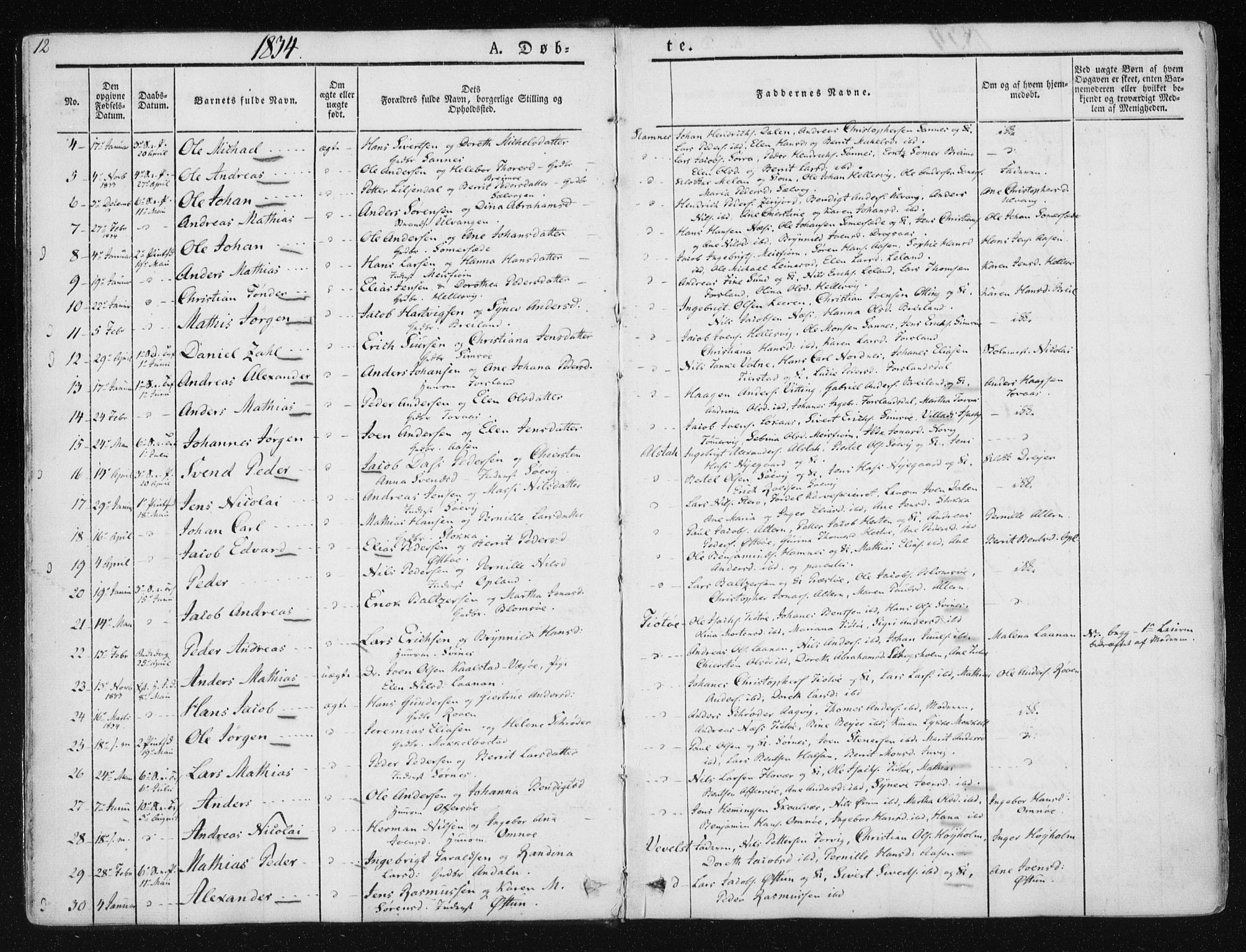 Ministerialprotokoller, klokkerbøker og fødselsregistre - Nordland, AV/SAT-A-1459/830/L0446: Parish register (official) no. 830A10, 1831-1865, p. 12