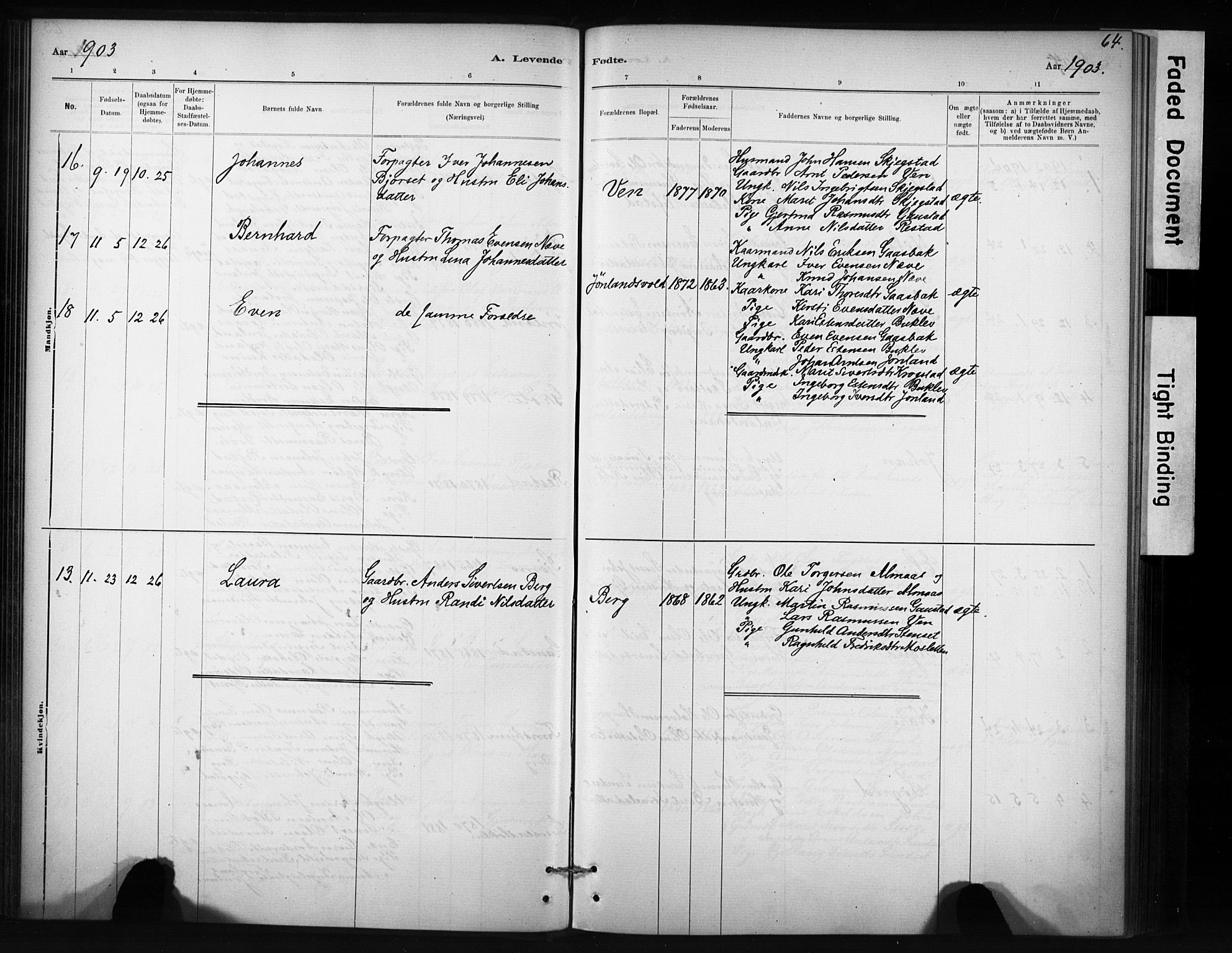 Ministerialprotokoller, klokkerbøker og fødselsregistre - Sør-Trøndelag, AV/SAT-A-1456/694/L1127: Parish register (official) no. 694A01, 1887-1905, p. 64